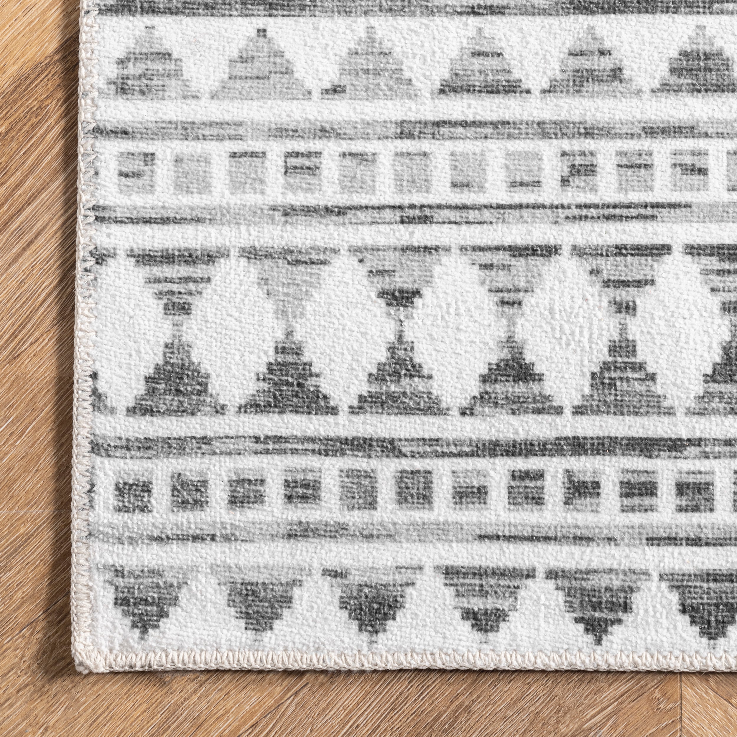 Eco-Friendly Gray Geometric Ultra-Thin Washable Rug