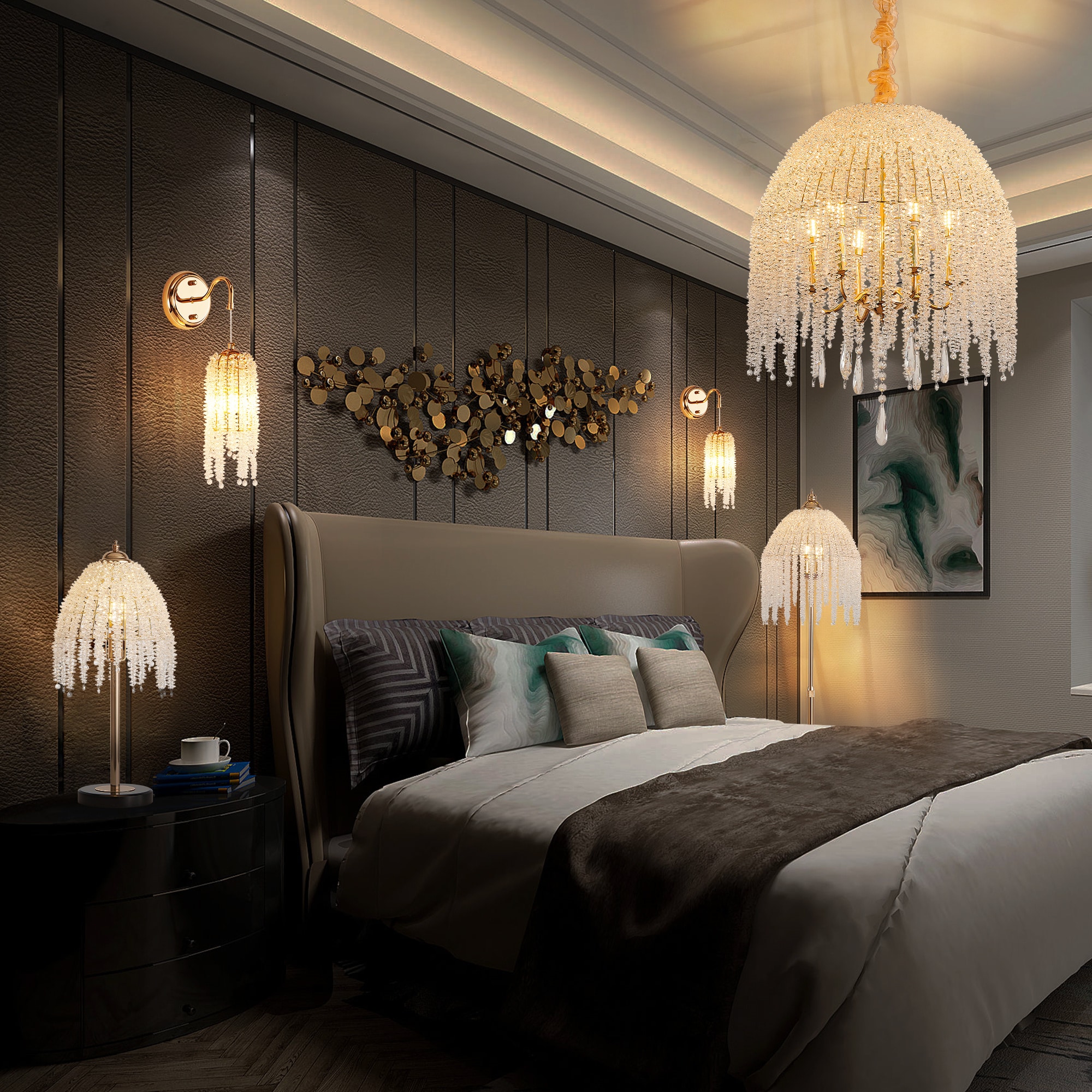 Alexis Two-Tone Antique Brass & Black 6-Light Chandelier