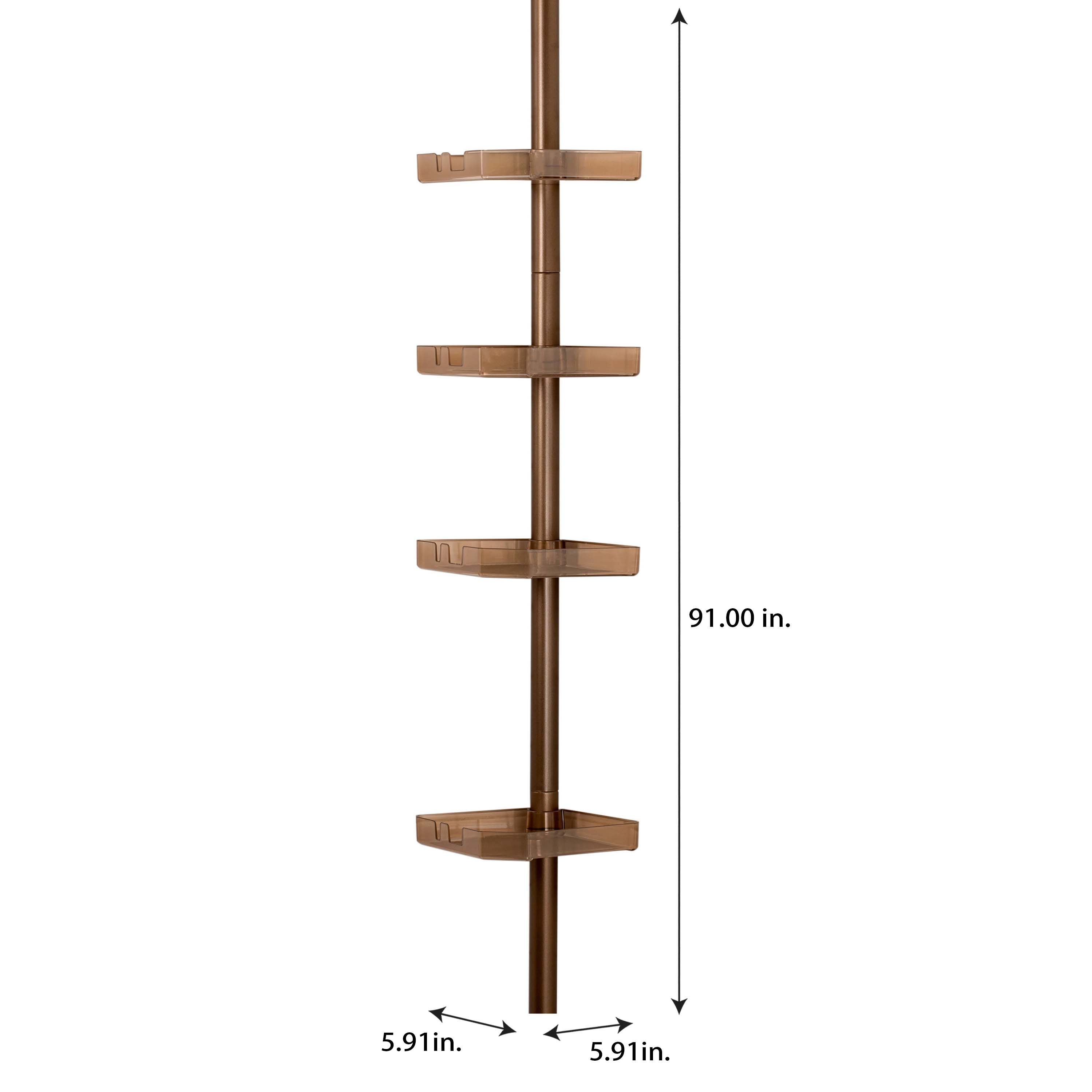 Tension Pole Shower Caddy, 4 Corner-Hugging Basket Shelves
