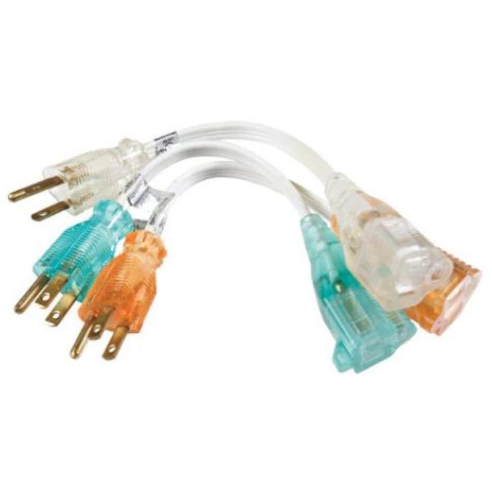 Southwire 6991 3 -Pack 8-in 16 / 3 3 Prong Multi Indoor SPT-2 Light Duty General Extension Cord