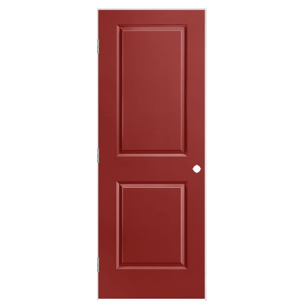 Masonite 1316122 30-in x 80-in Barn Red Solid core 2-panel square Right hand Smooth Prefinished Molded composite Flat Jamb Single Prehung Interior Door