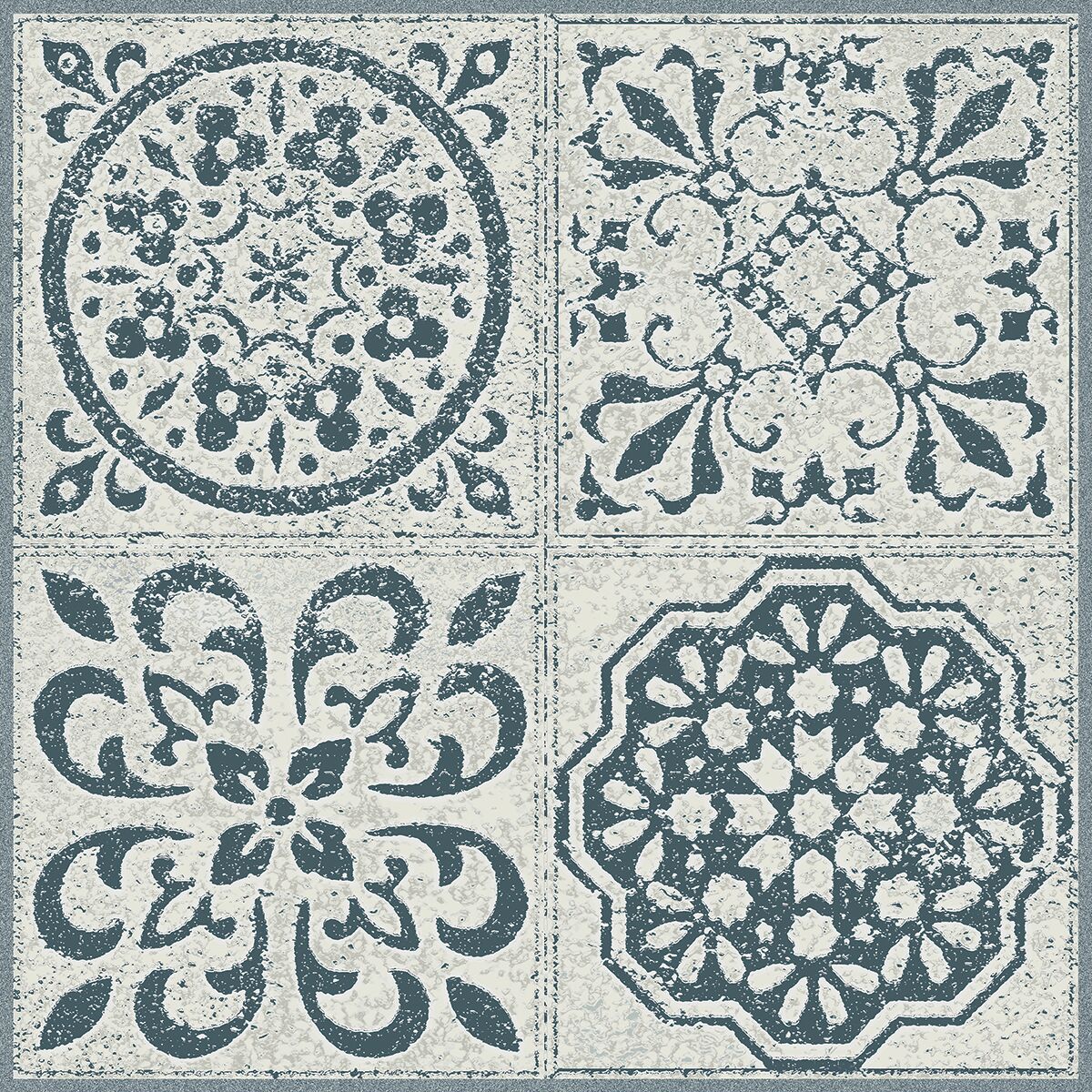 Armenian Tile Vinyl Floor Mats, Blue and White - 2 Sizes — Paradigm Texas