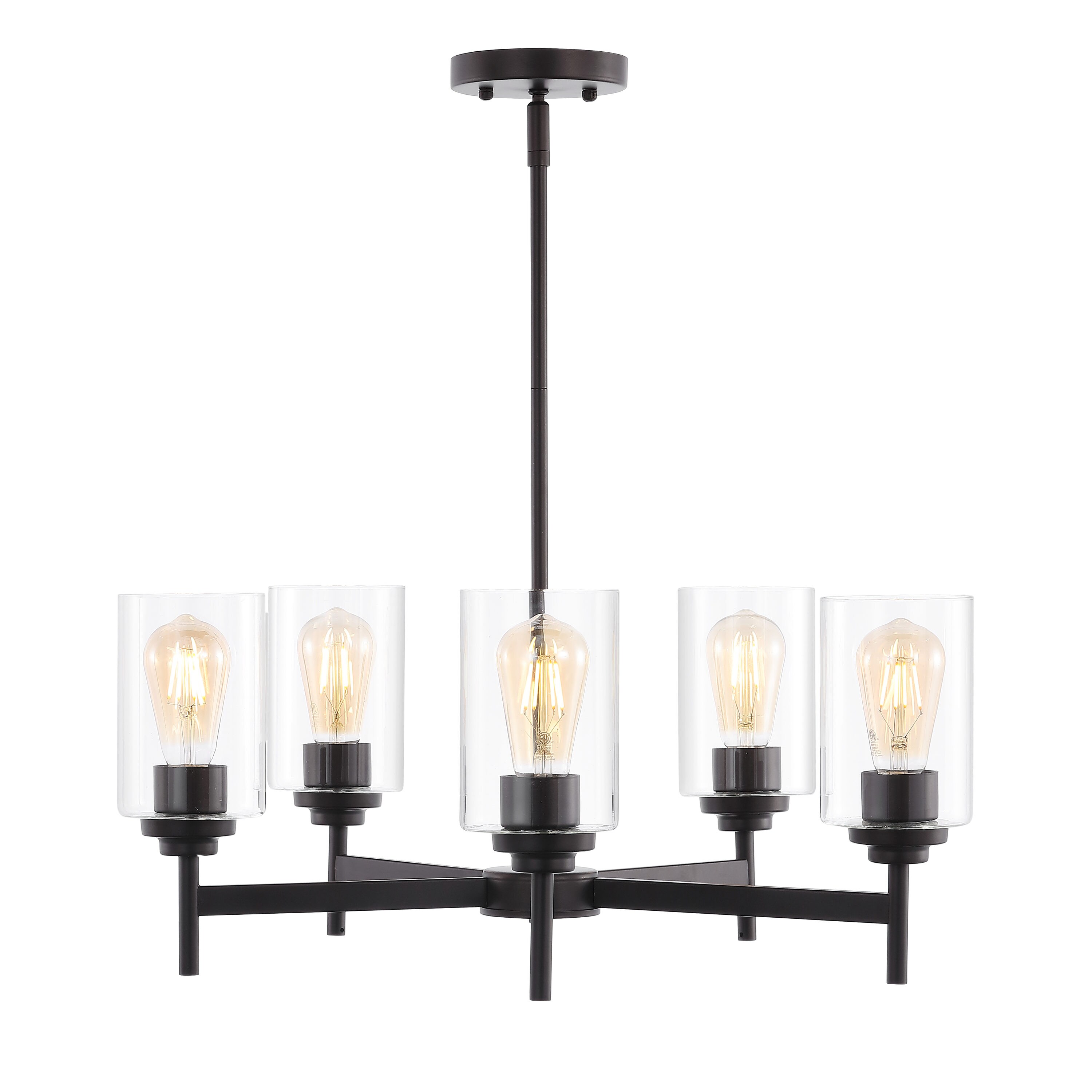 Orpheus 24" Black and Bronze Industrial 5-Light Chandelier