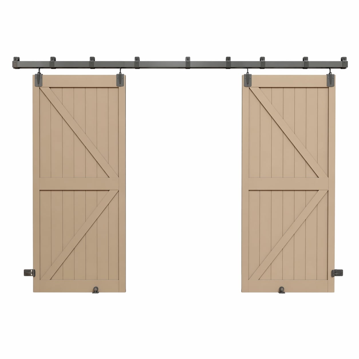 Aoibox  14 ft Box Rail Sliding Door Hardware Kit for Two Exterior Doors Heavy Duty Wall Mount Track 450 lb Capacity