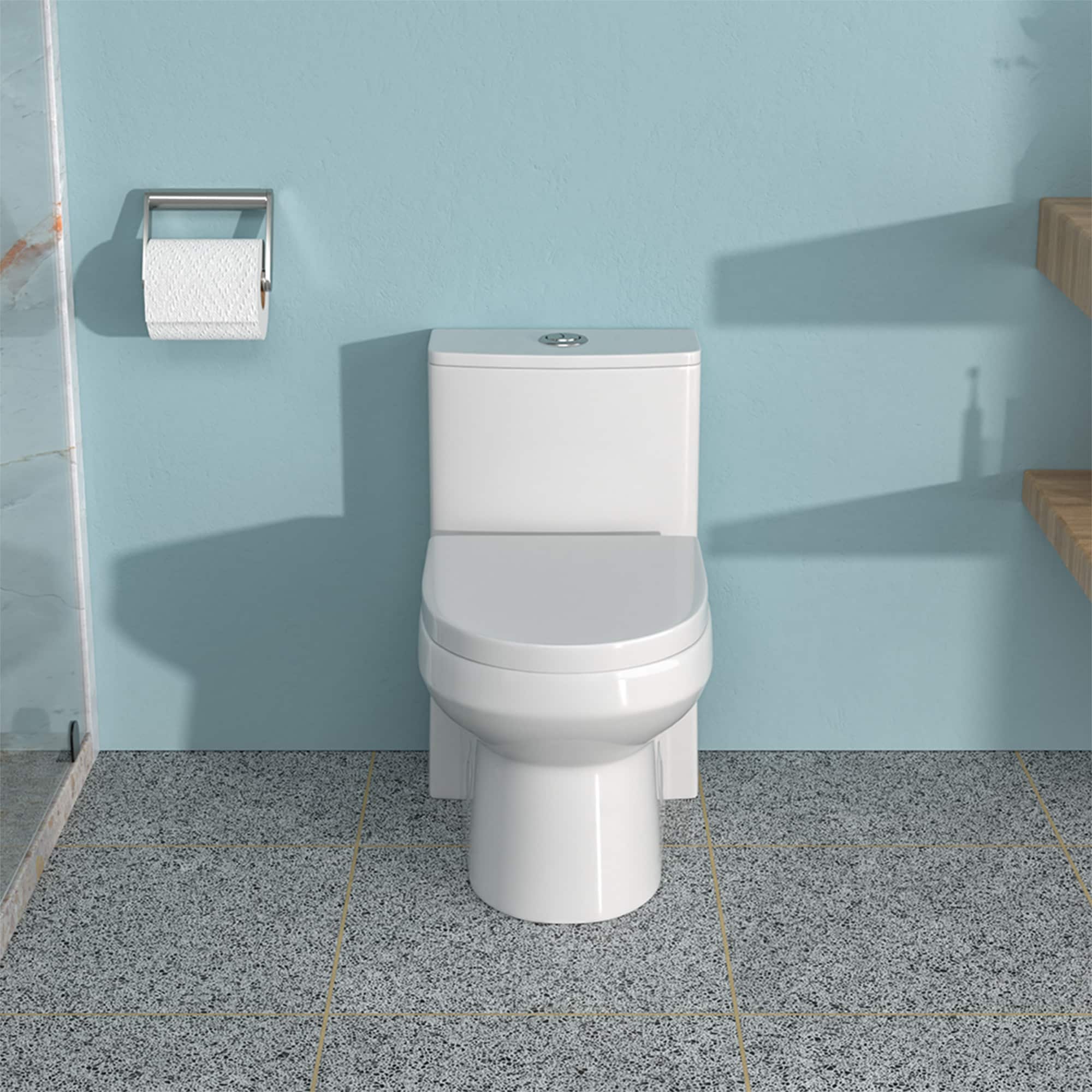 Tahanbath - XJ 12 inch Rough-In Ceramic One Piece Toilet Dual Flush Soft Closing Seat MAP 800g Po...