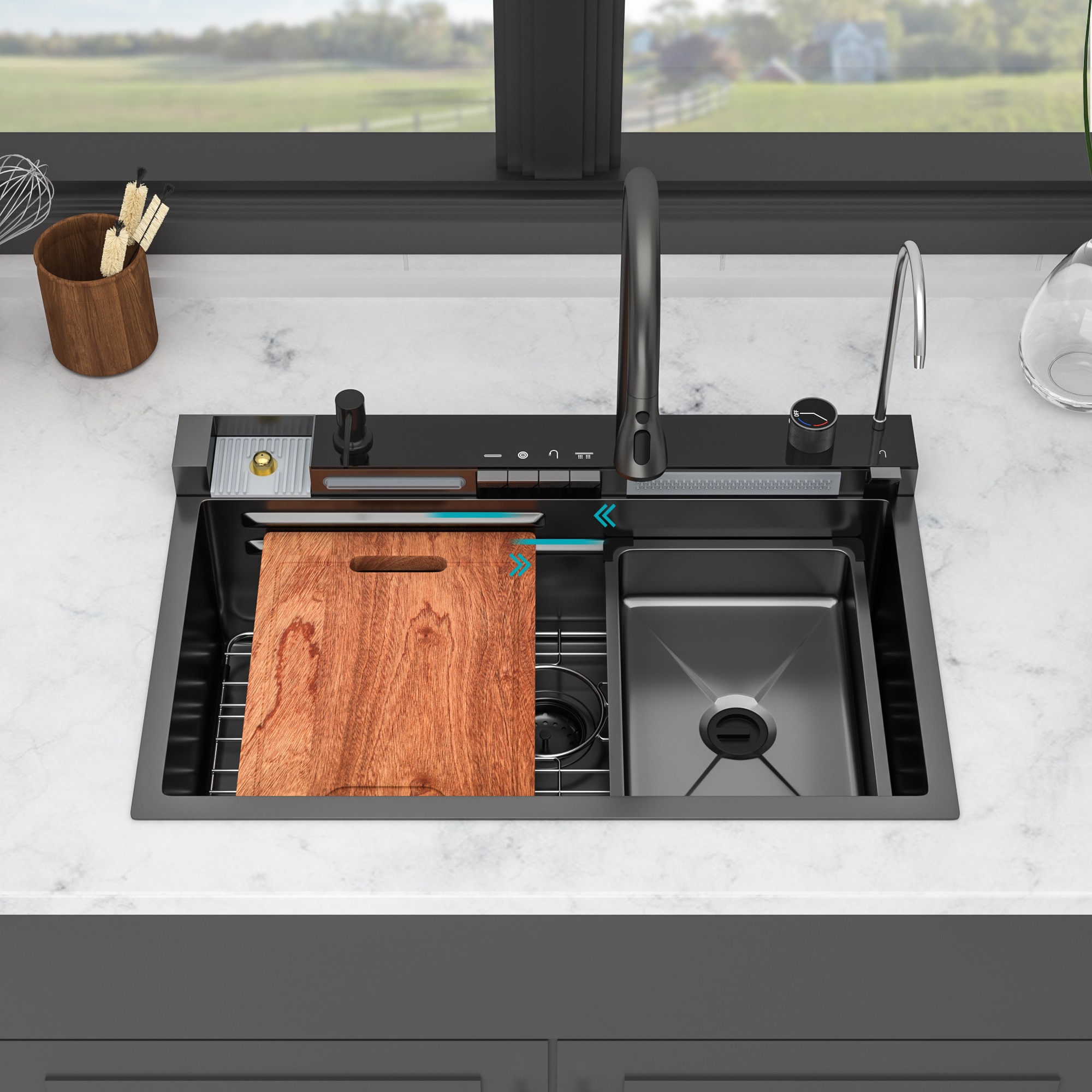 Afhocomp Drop-in 30-in x 19-in Stainless Steel 16 Gauge Single bowl Kitchen Sink in Black