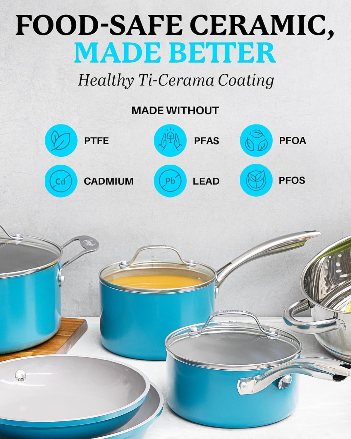 Gotham Steel 15-Piece Blue Nonstick Aluminum Cookware Set