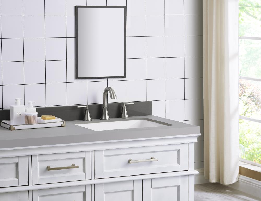 allen + roth White Drop-In Rectangular Traditional Bathroom Sink (21.26-in  x 18.5-in) at