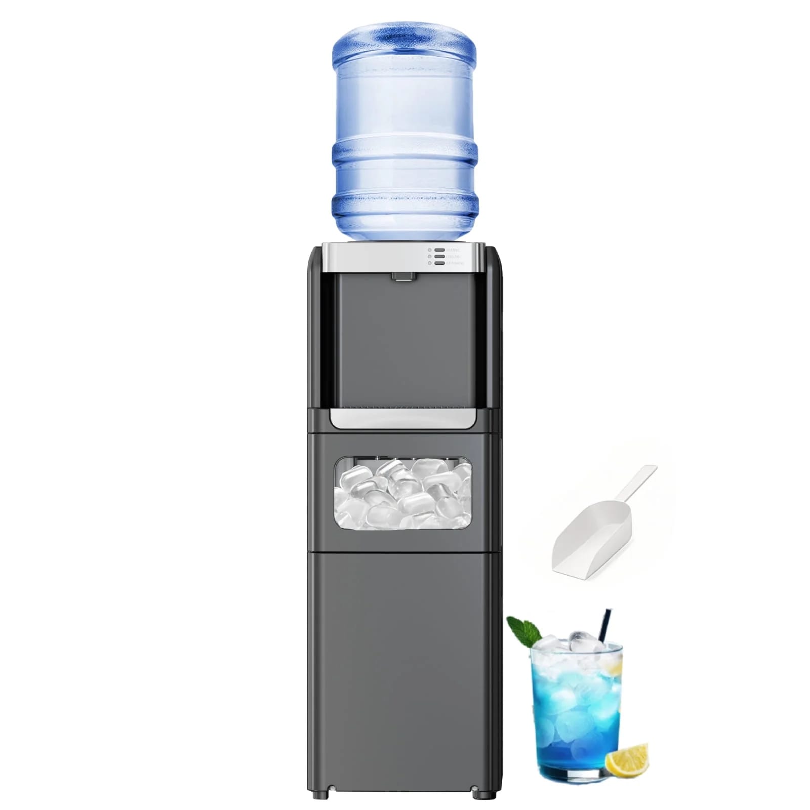 Antarctic Star LSAS-WD5815B 3-in-1 Black Hot and Cold Water Cooler with Built-in Ice Maker