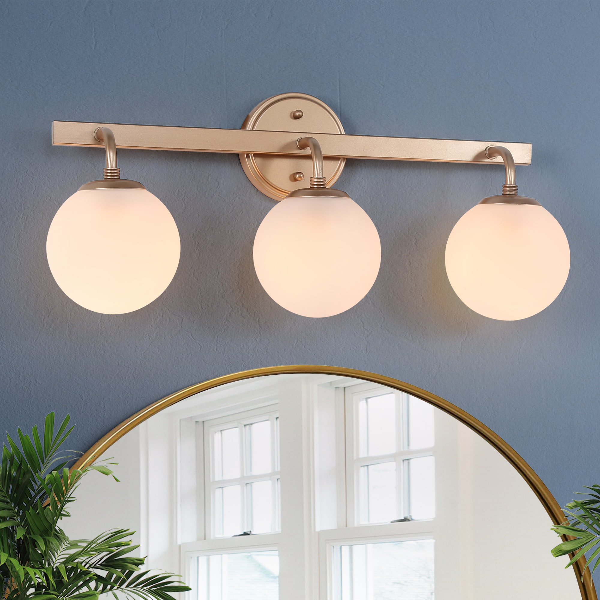 Uolfin FUZ2IV-LWS24139-S7 23.5-in 3 -Light Matte Gold Modern/contemporary Vanity light