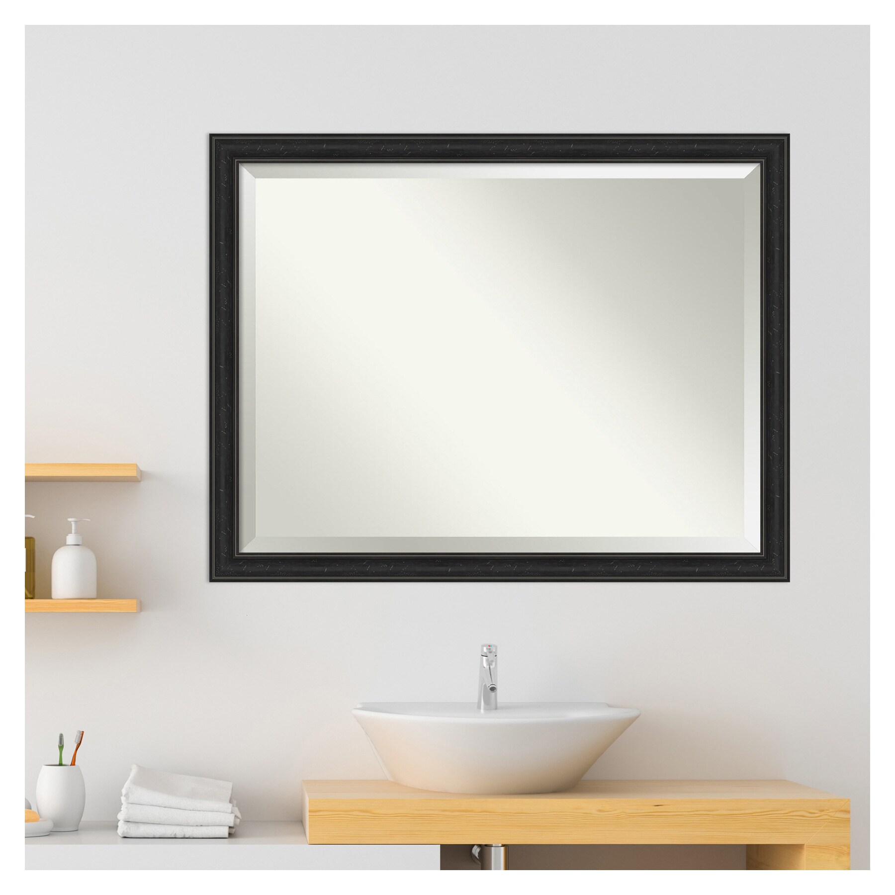 Shipwreck Black Narrow 44" x 34" Rectangular Beveled Bathroom Mirror