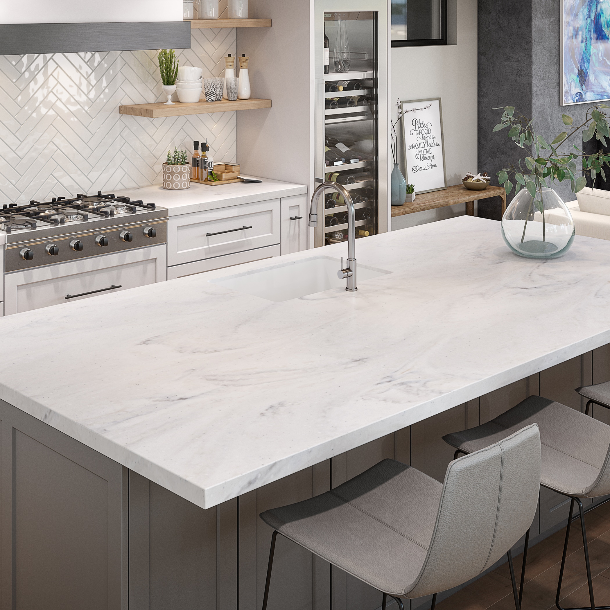 allen + roth Mendenhall Solid Surface White Kitchen Countertop SAMPLE ...