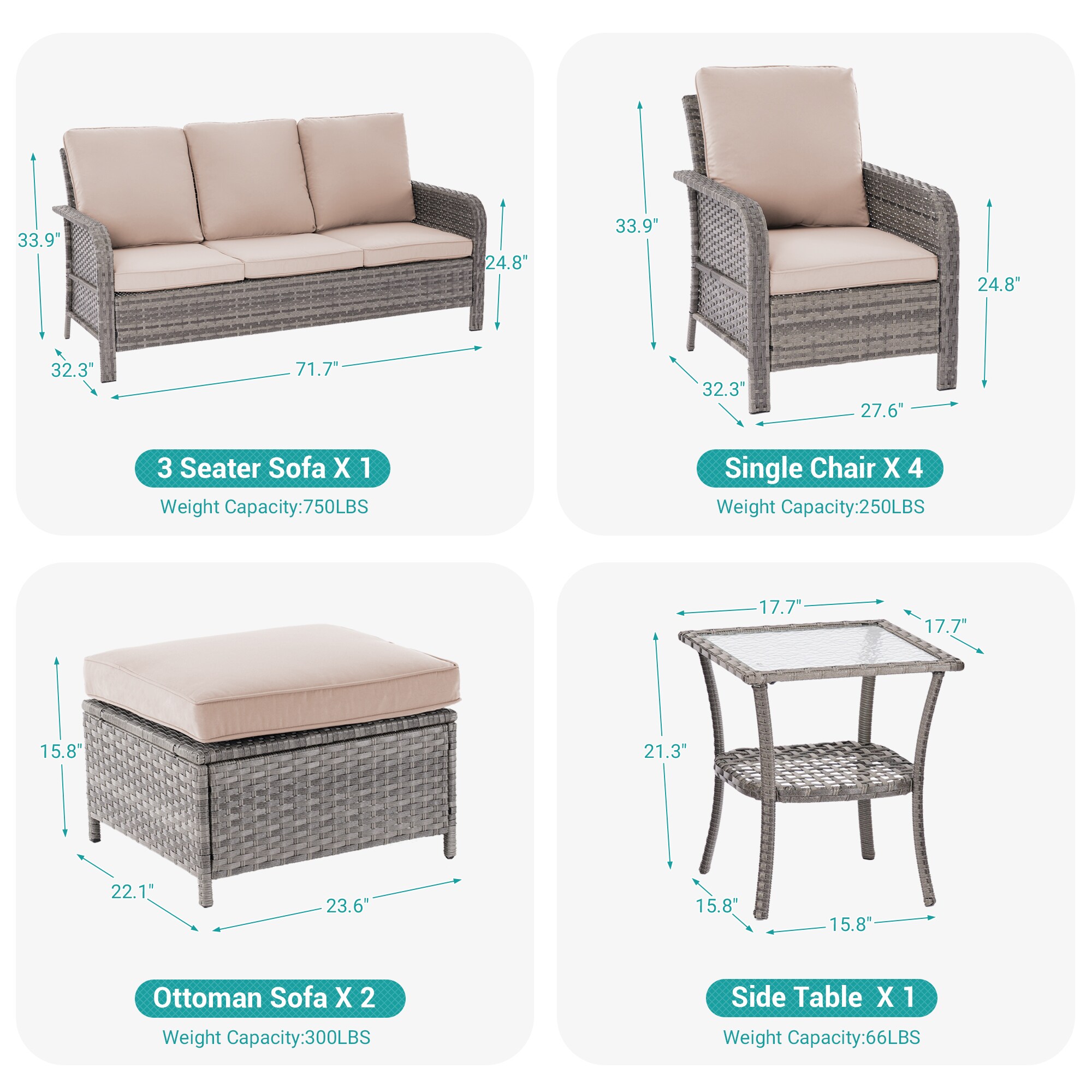 Sonkuki SD-PS-155HSD-S2T2 Patio-Conversation-Sets - View #3