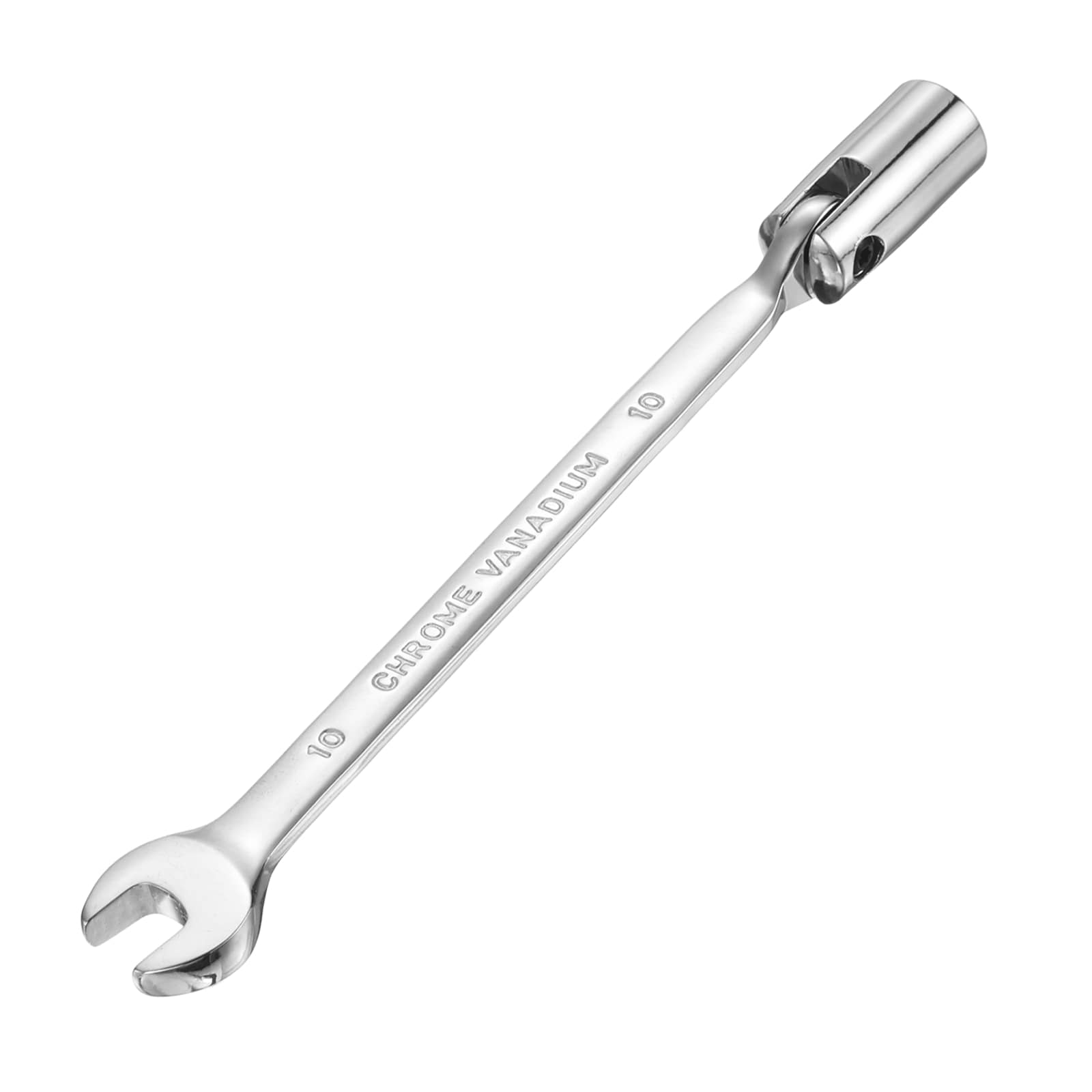 Unique Bargains 10mm Swivel Head Socket Combination Spanner Wrench CR-V Steel Rotary Torx Socket Head Open End Wrenches Spanner Mirror Polishing for Auto Car Repairing