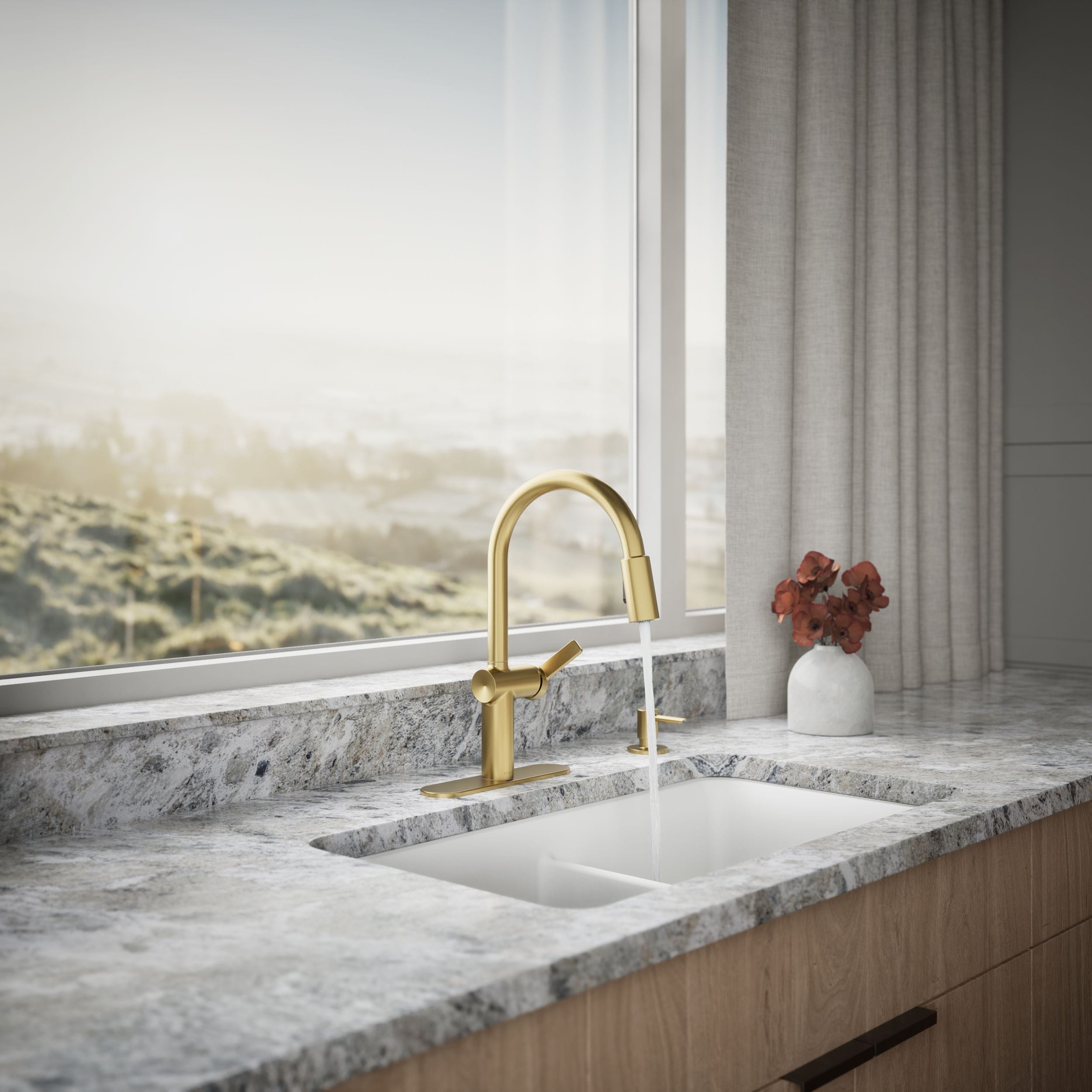 KOHLER Koi Vibrant Brushed Moderne Brass Single Handle Pull-down