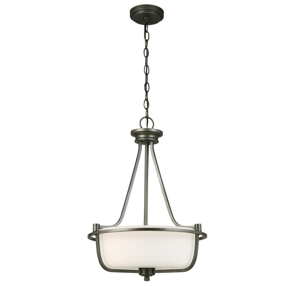 EGLO 202906A Mayview 3 -Light Graphite Transitional Frosted glass Drum Large Hanging Pendant light