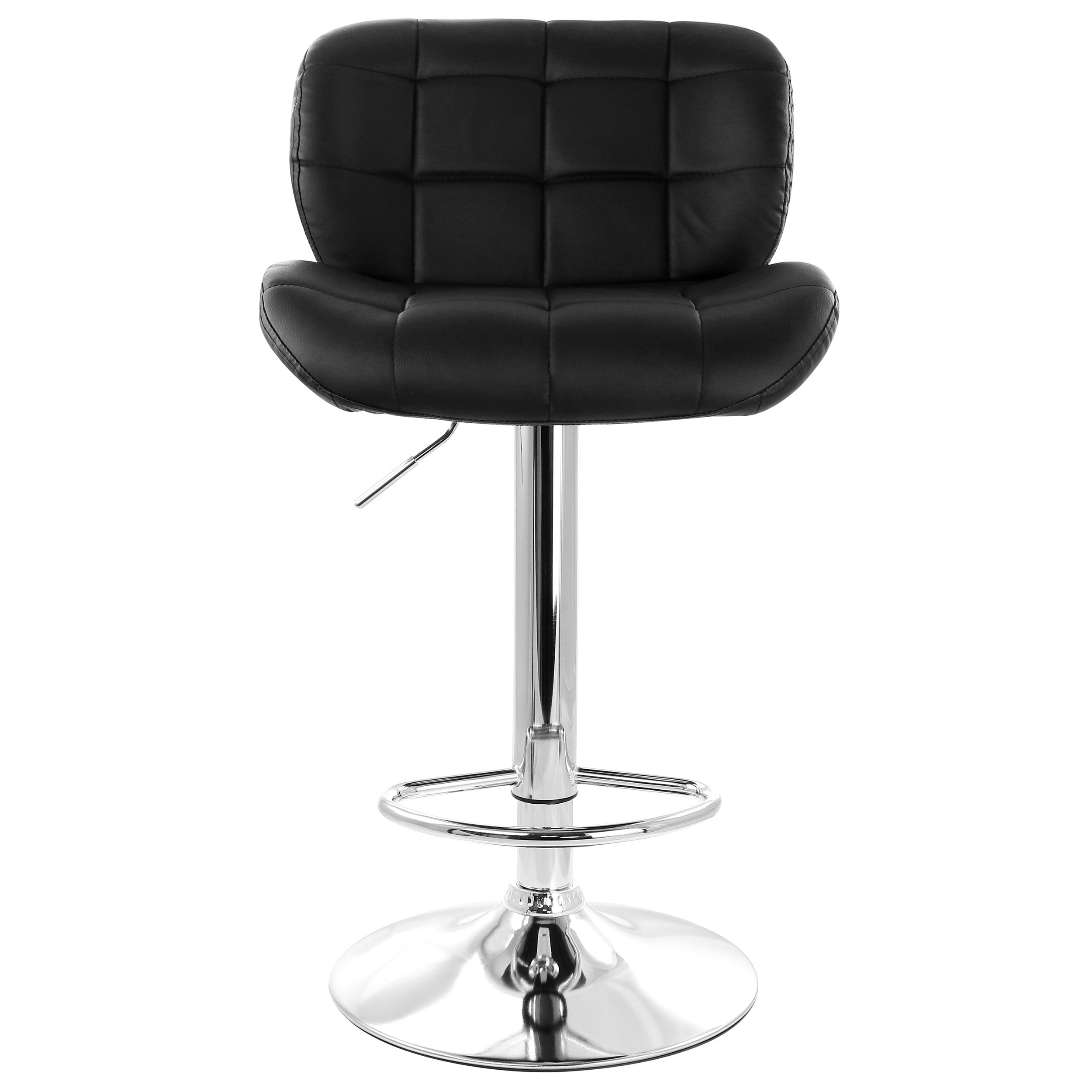 Elama  2 Piece Adjustable Faux Leather Tufted Bar Stool in Black with Chrome Base