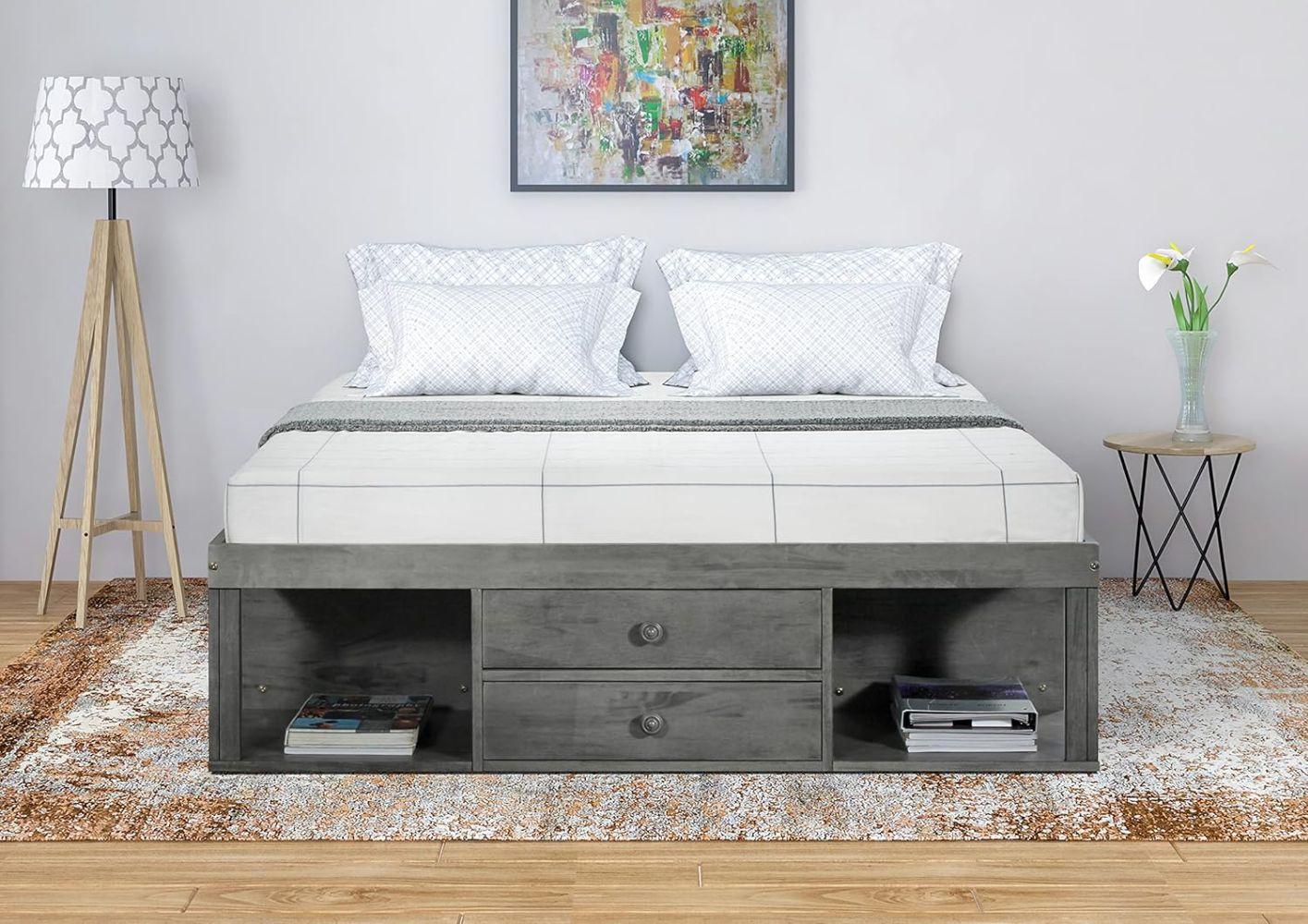 Mega Solutions 694365999446 Gen Z Storage Platform Bed with Drawers Queen Size Galaxy Grey