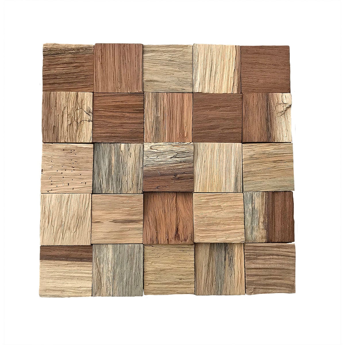 Ekena Millwork WPW12X12HTMENA Reclaimed Boat Wood Heritage Reclaimed 12-in x 12-in Natural Wood Look Mosaic Wall Tile (0.98-sq. ft/ Piece)