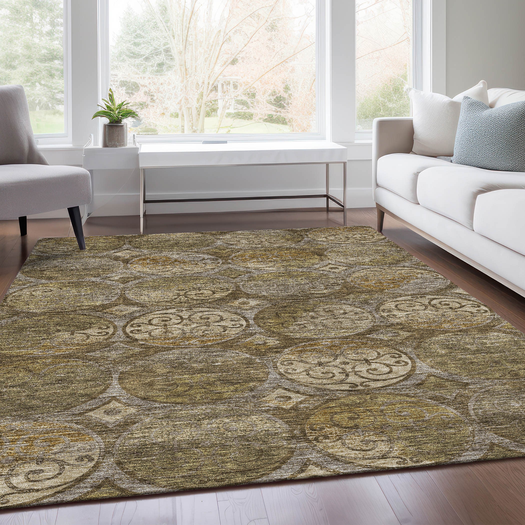 Addison Rugs ACN738BR5X8 Chantille ACN738BR 5 x 7 (ft) Polyester Brown Rectangular Indoor/Outdoor Geometric Machine washable Area rug