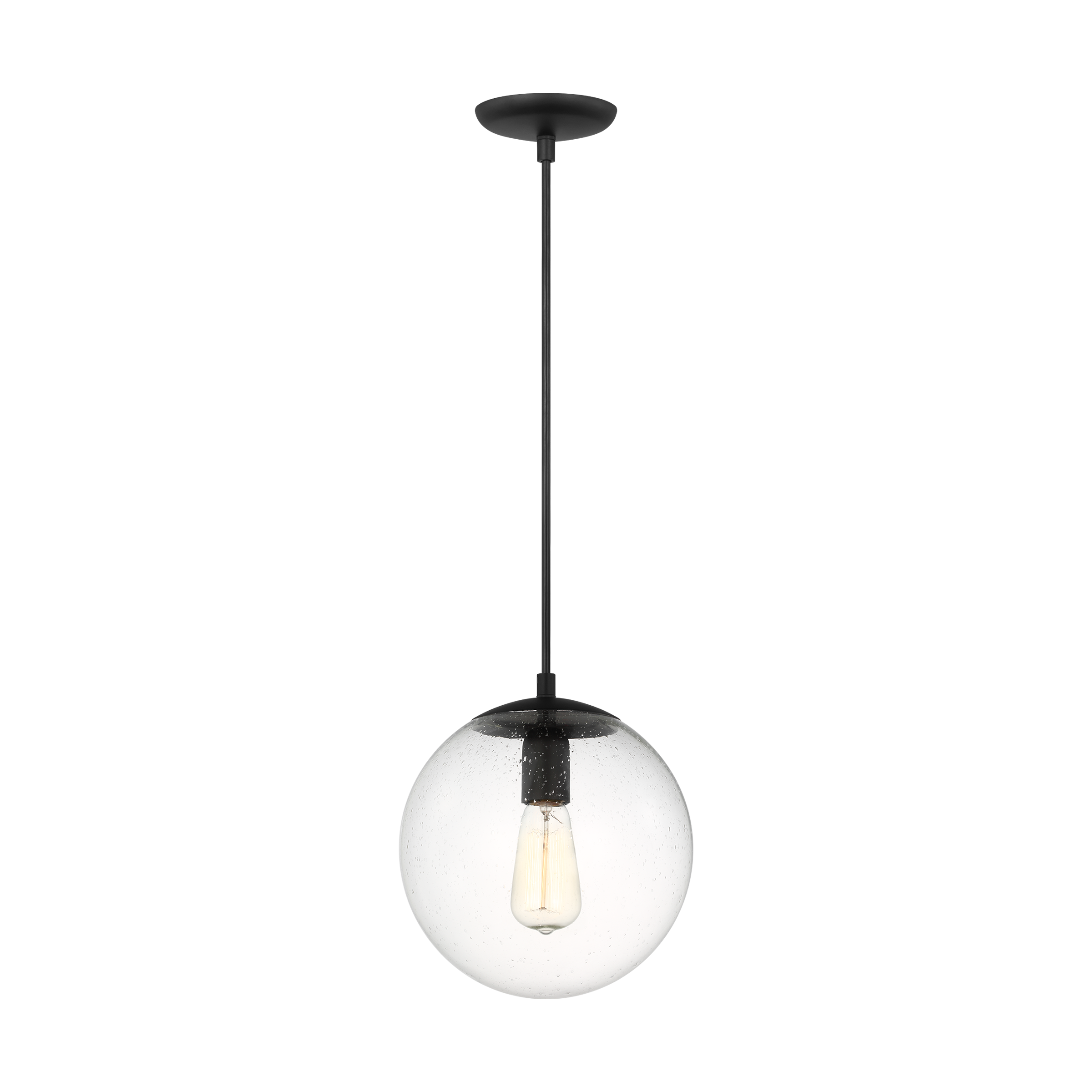 Generation Lighting 6601801-112 Leo 1 -Light Midnight Black Modern/contemporary Clear glass Geometric Small Hanging Pendant light