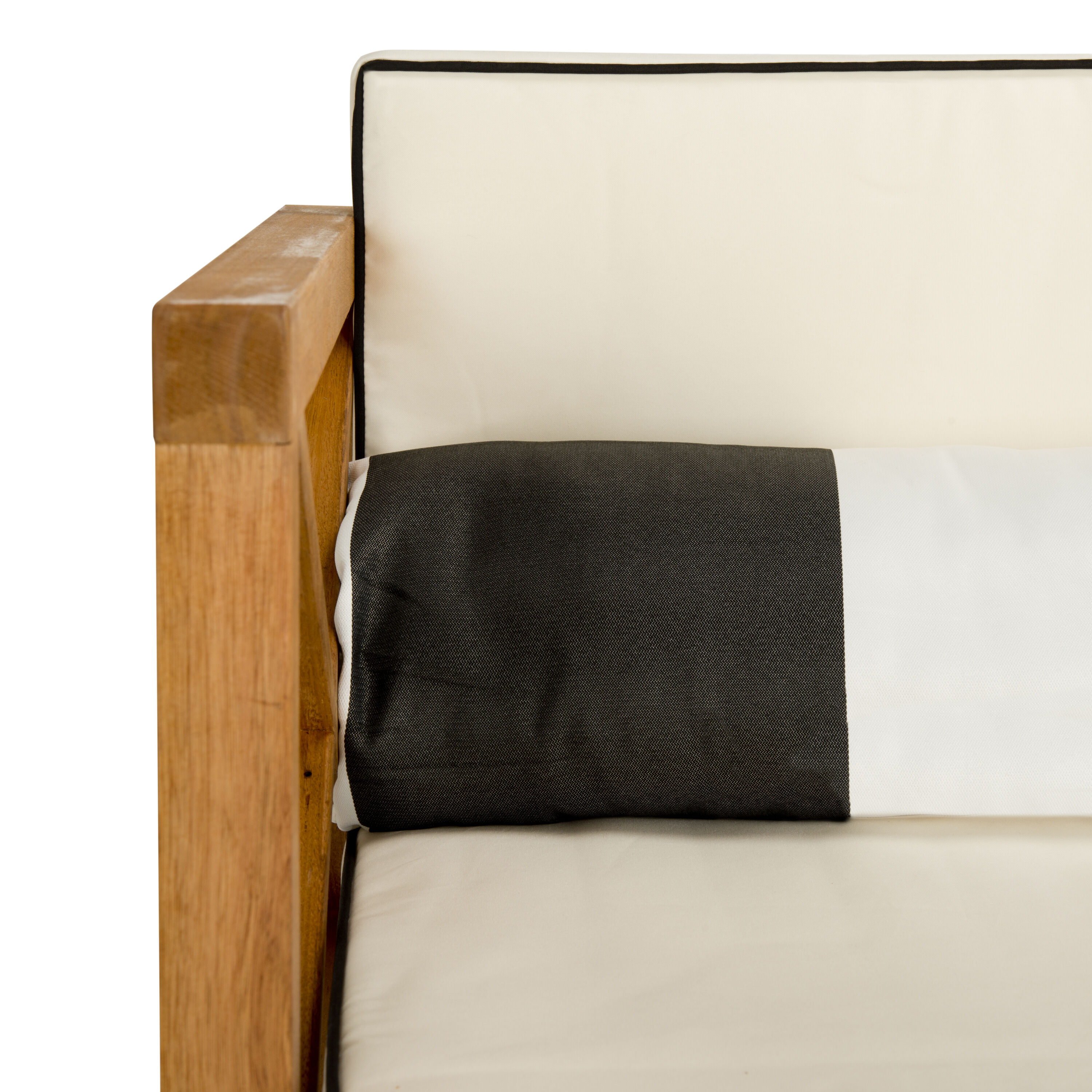 Nunzio Natural Teak Wood 4-Piece Outdoor Set with White Cushions