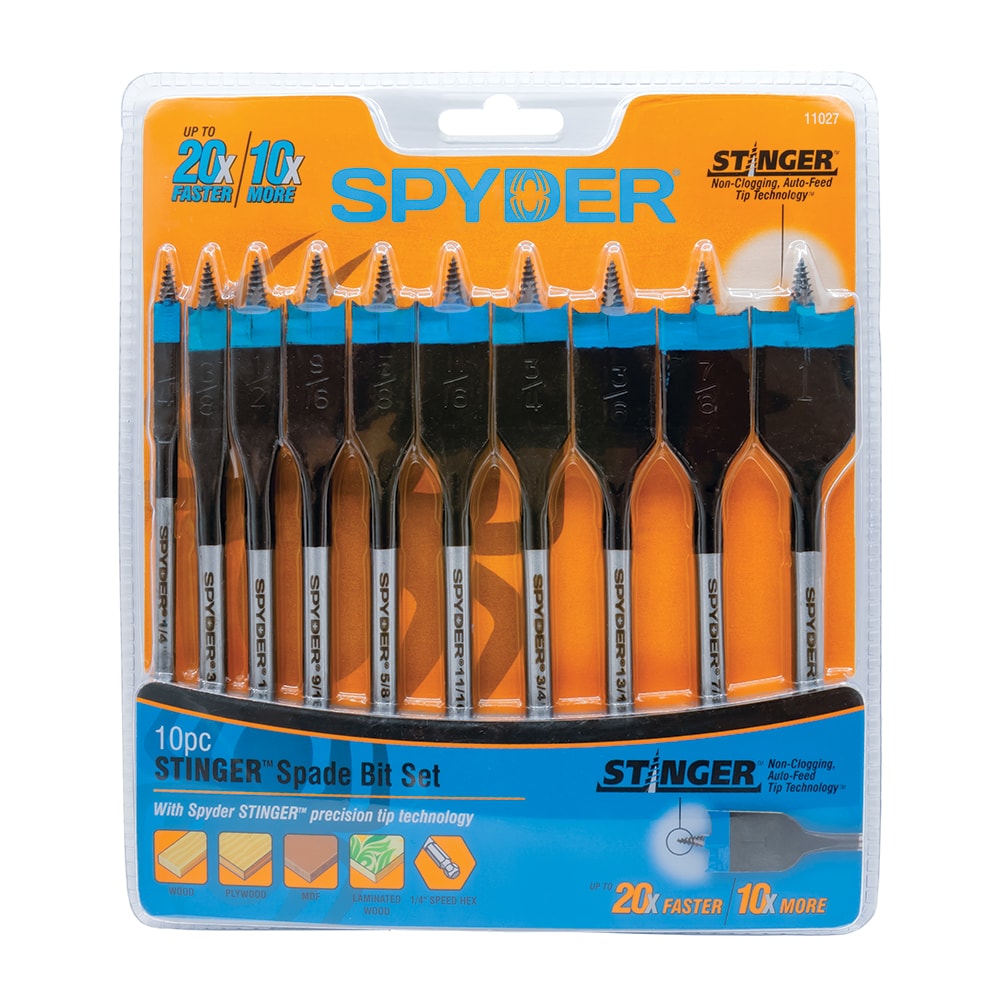 Spyder Stinger 10-Piece x 6-in Woodboring Spade Drill Bit Set in the ...