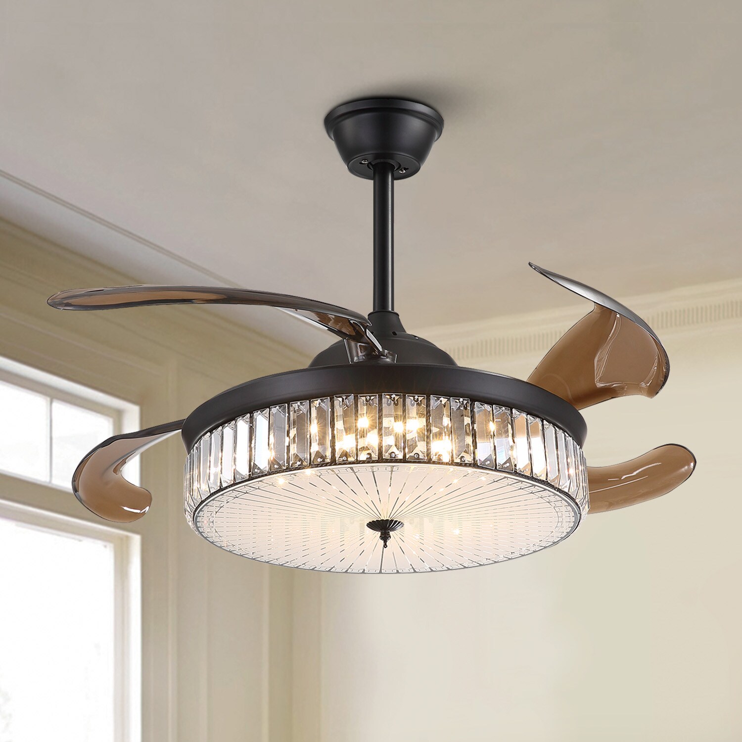 Antoine LSFD-41 15-in Color-Changing Integrated LED Black with Bronze Blades Fandelier Ceiling Fan With Light - Remote Included ( 4 -Blade )