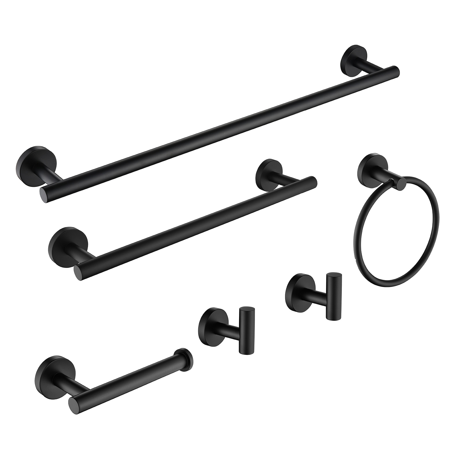 Cobbe LS1-H02GJTZ013 6 -Piece Matte Black Decorative Bathroom Hardware Set Towel Bar, Toilet Paper Holder, Towel Ring ,Robe Hook Included