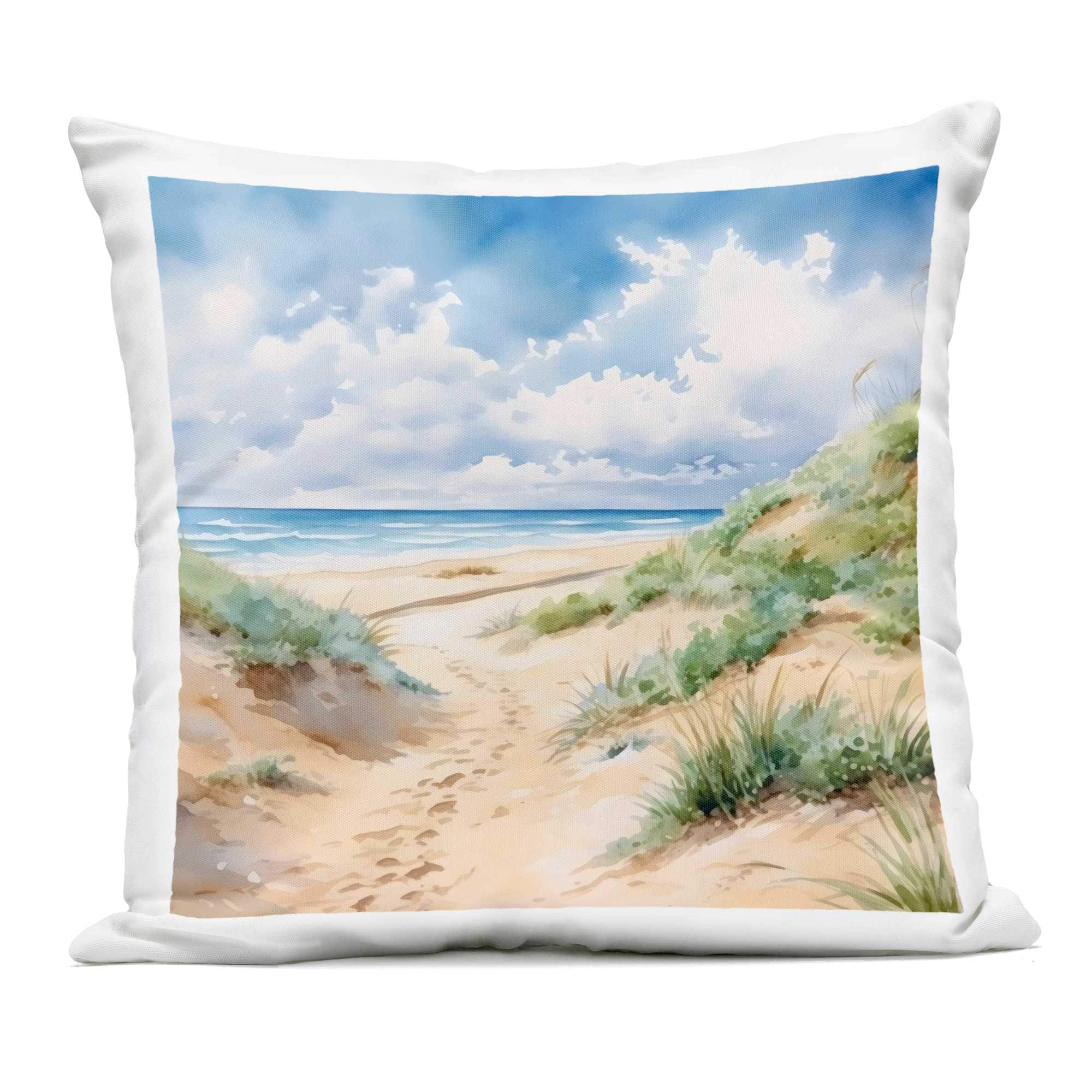 Stupell Industries PLQ-804-OSQ-18X18 Sandy Footprints Seaside Path Outdoor Printed Pillow design by LSR Design Studio 18 x 18