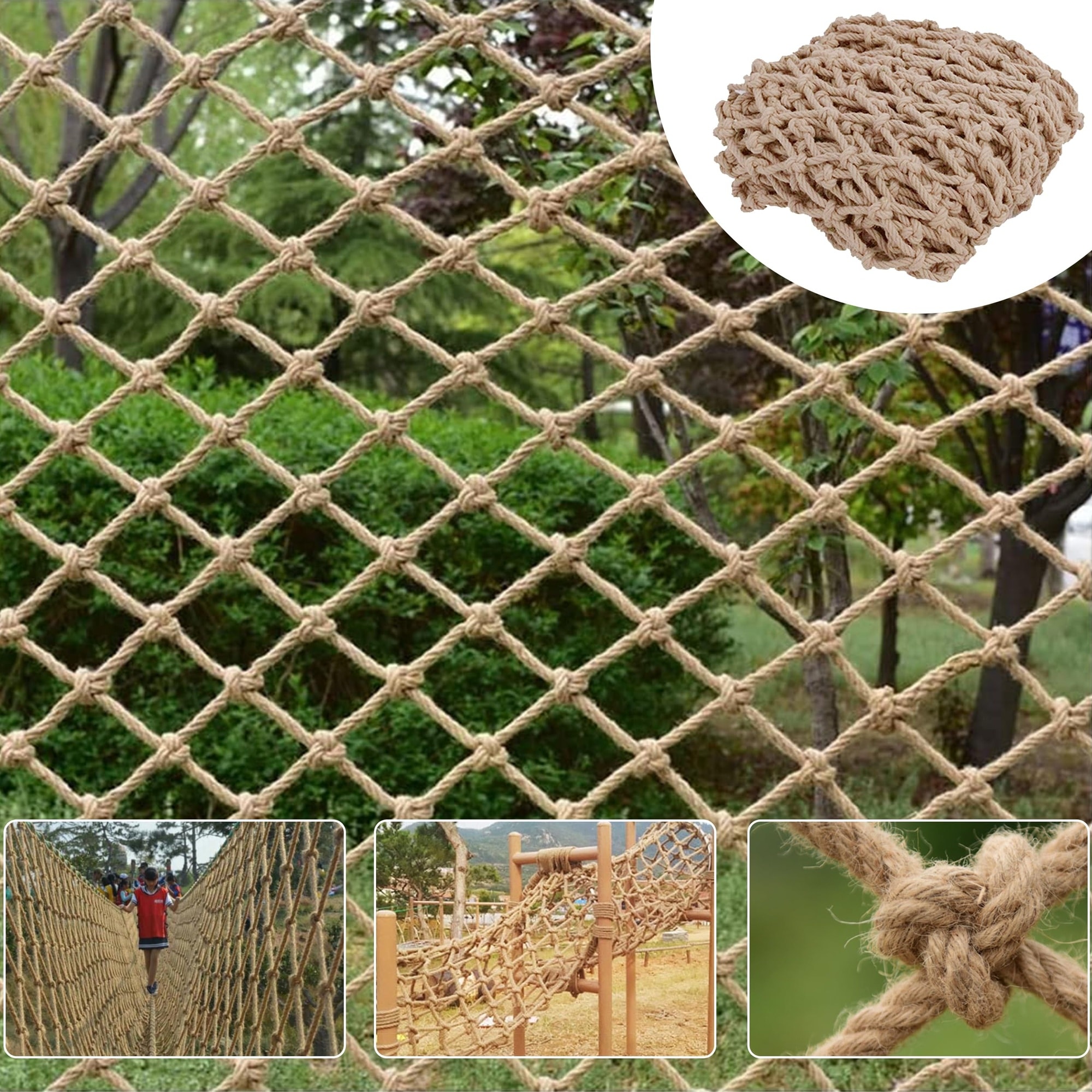 Anqtovp Hemp Rope Net Kids Climbing Safety Tree House Playground ...