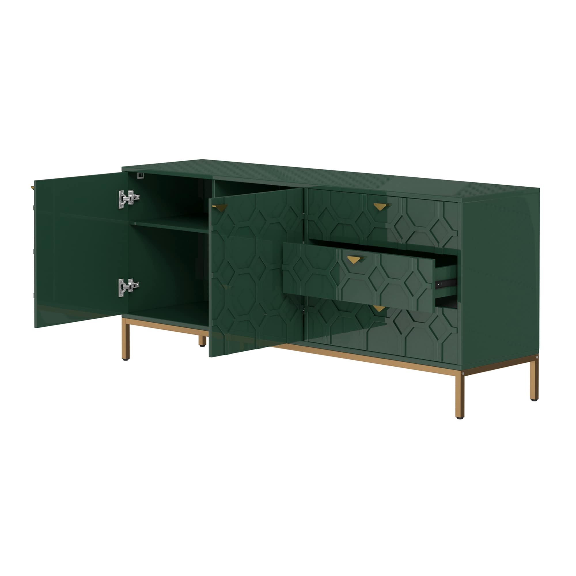 Clihome 2-Door Accent Cabinet with 3 Drawer Dressers Green 3-Drawer ...