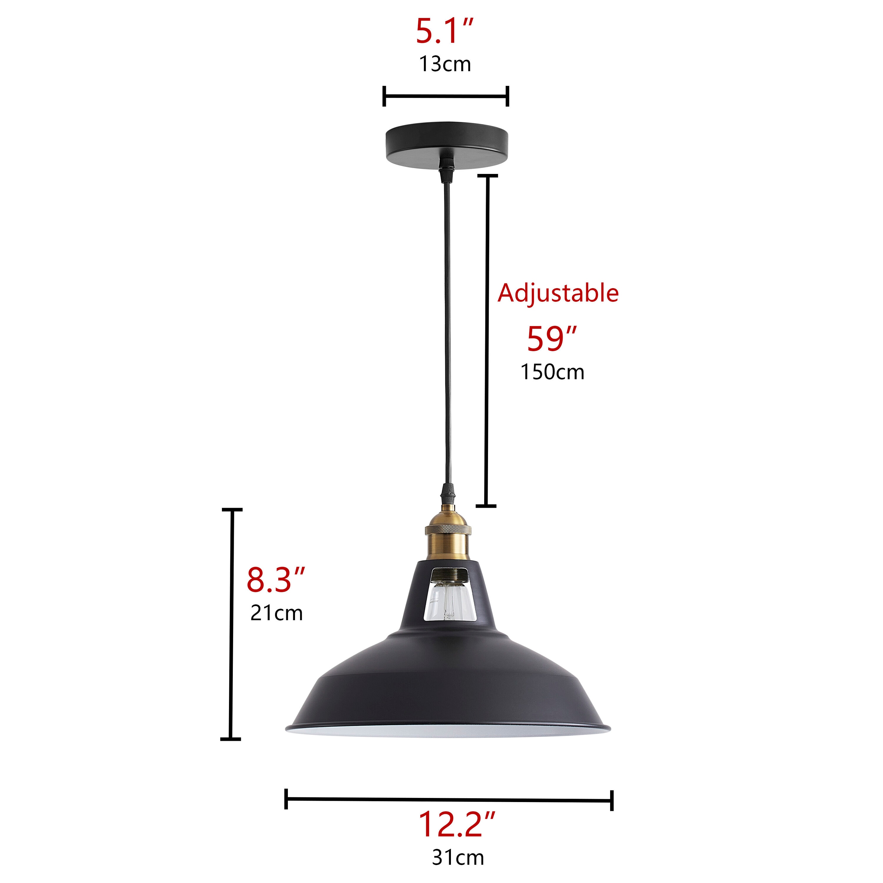 Aiwen Black Modern/Contemporary Bowl Led Cfl Medium Hanging Pendant ...