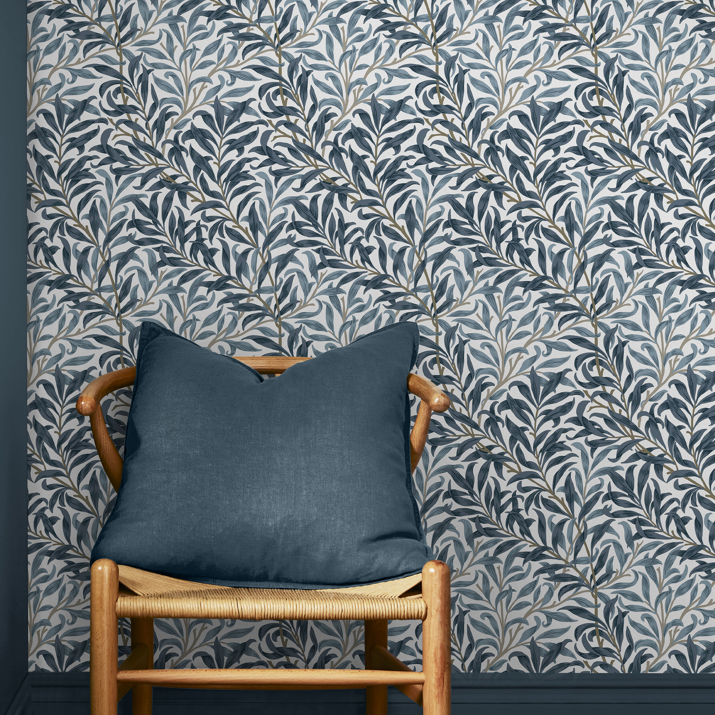 William Morris at Home Willow Bough White & Blues Wallpaper Sample