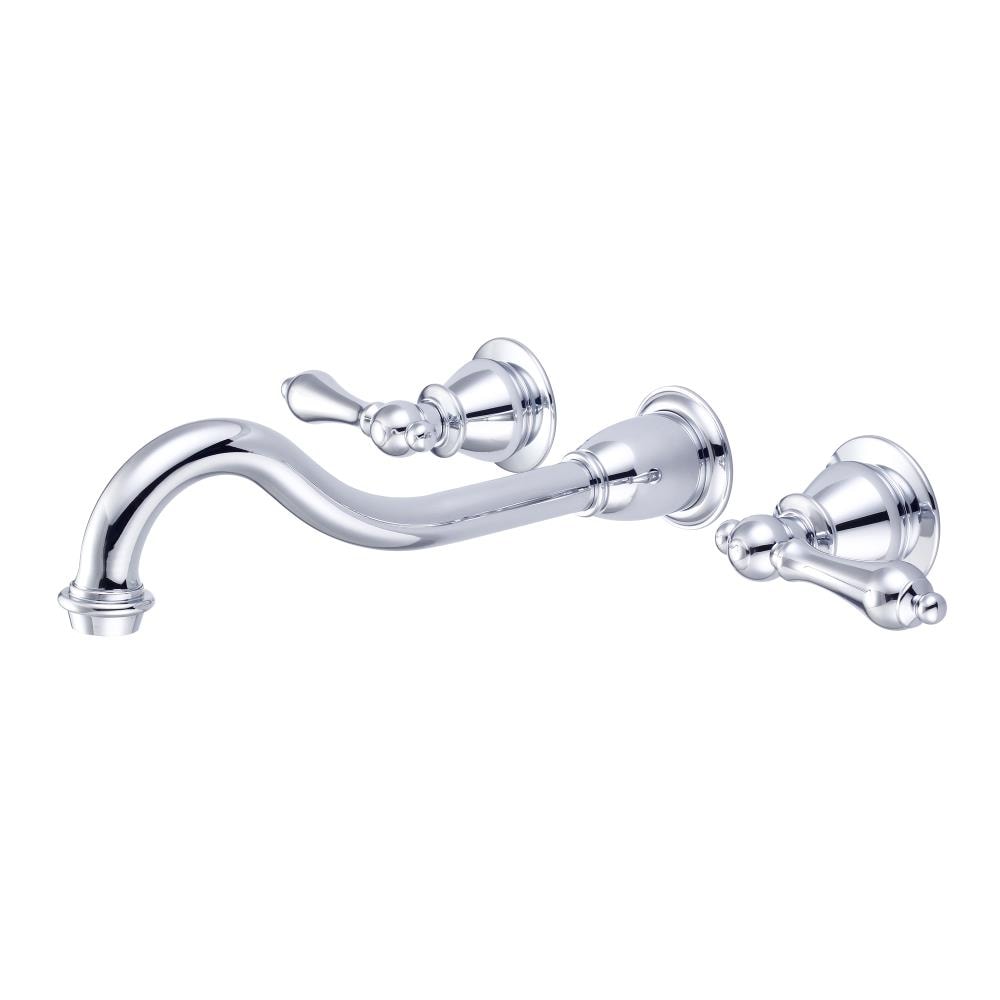 Water Creation F4-0001-01-AL F4 Chrome Wall-mount 2-handle High-arc Commercial/Residential Handle Bathroom Sink Faucet