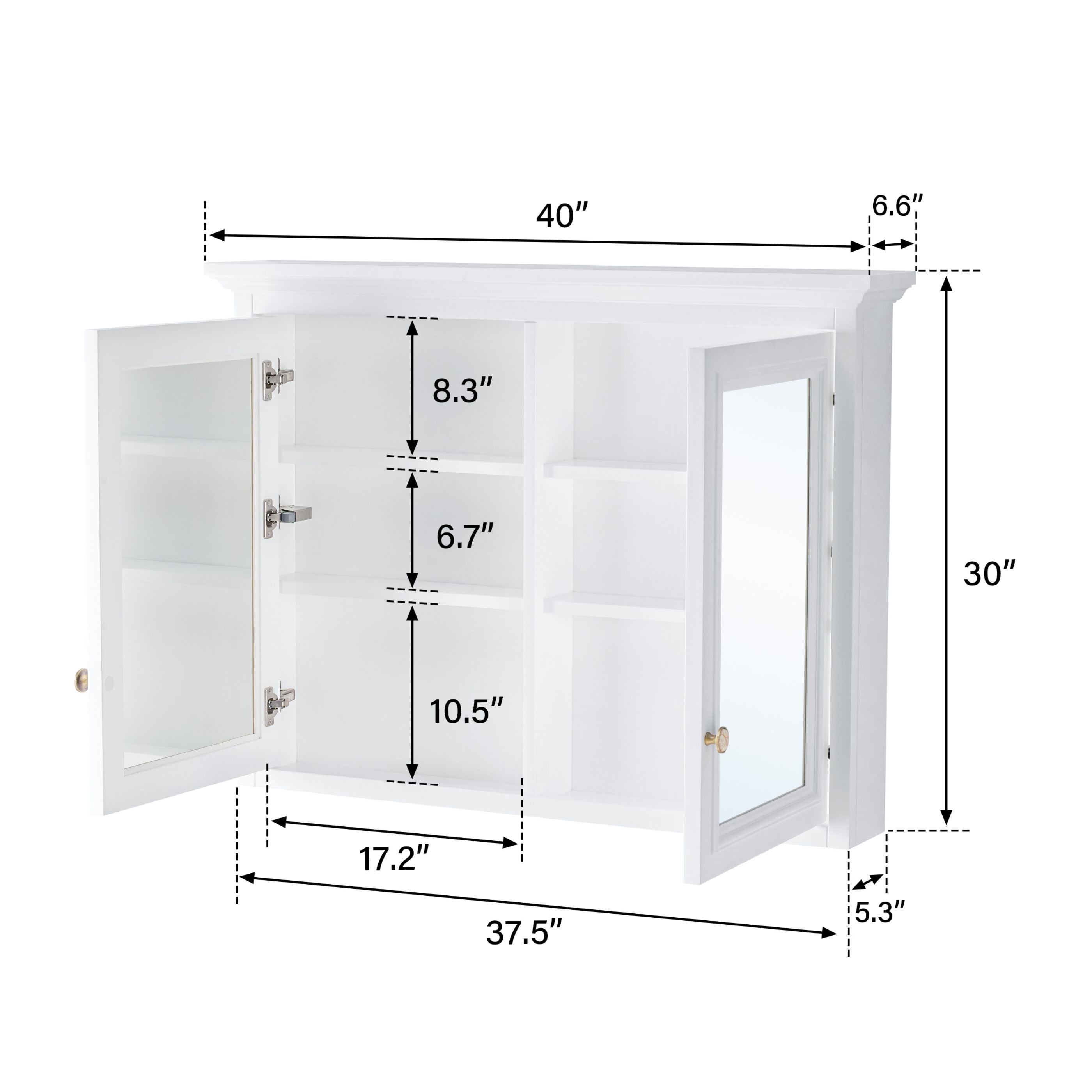 WELLFOR HB4030MC-WT Bathroom-Medicine-Cabinets - View #3