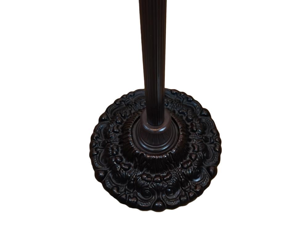Elegant Dragonfly Torchiere Floor Lamp with Stained Glass Shade