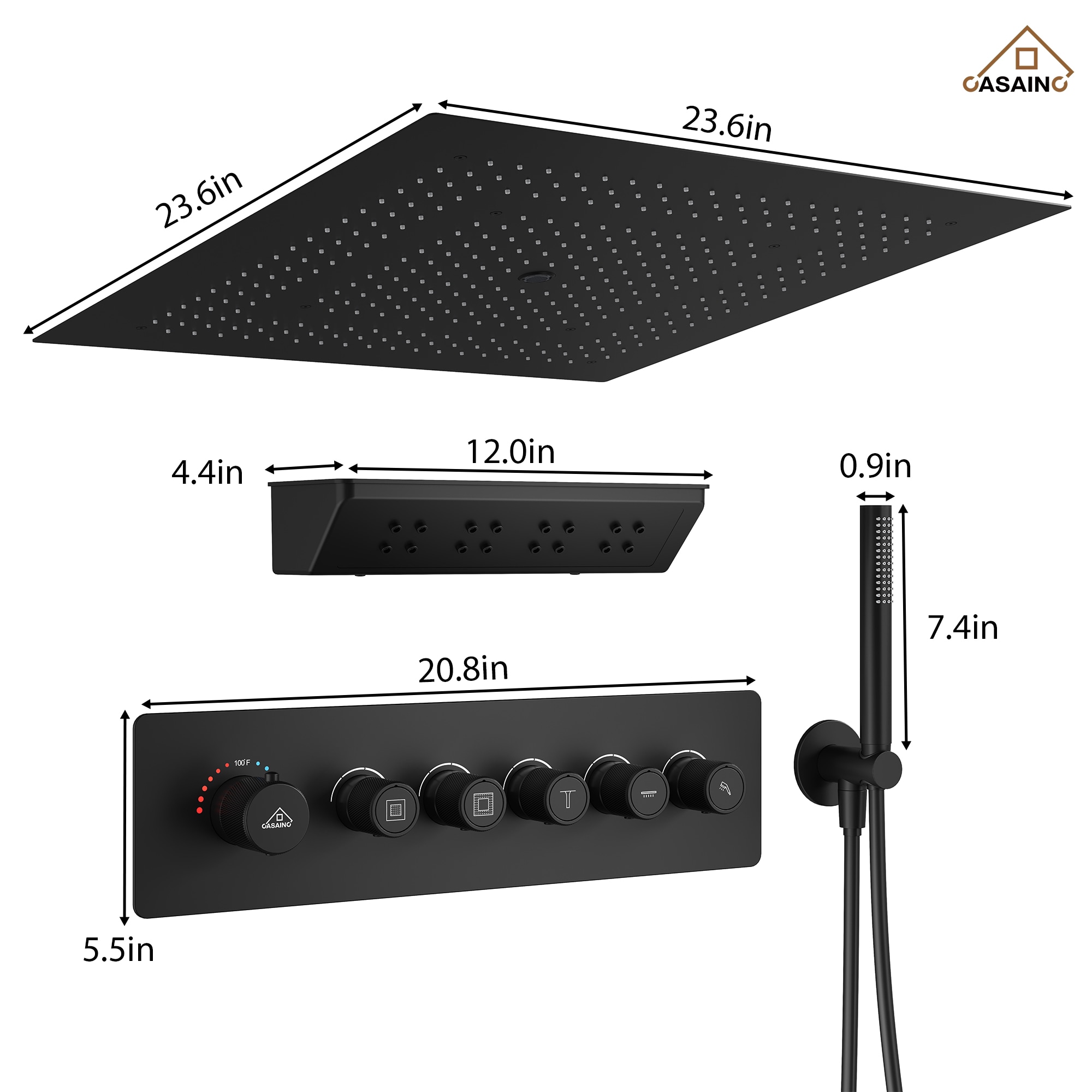 CASAINC KCHS0027-MB Showerhead-Bar-Panels - View #9