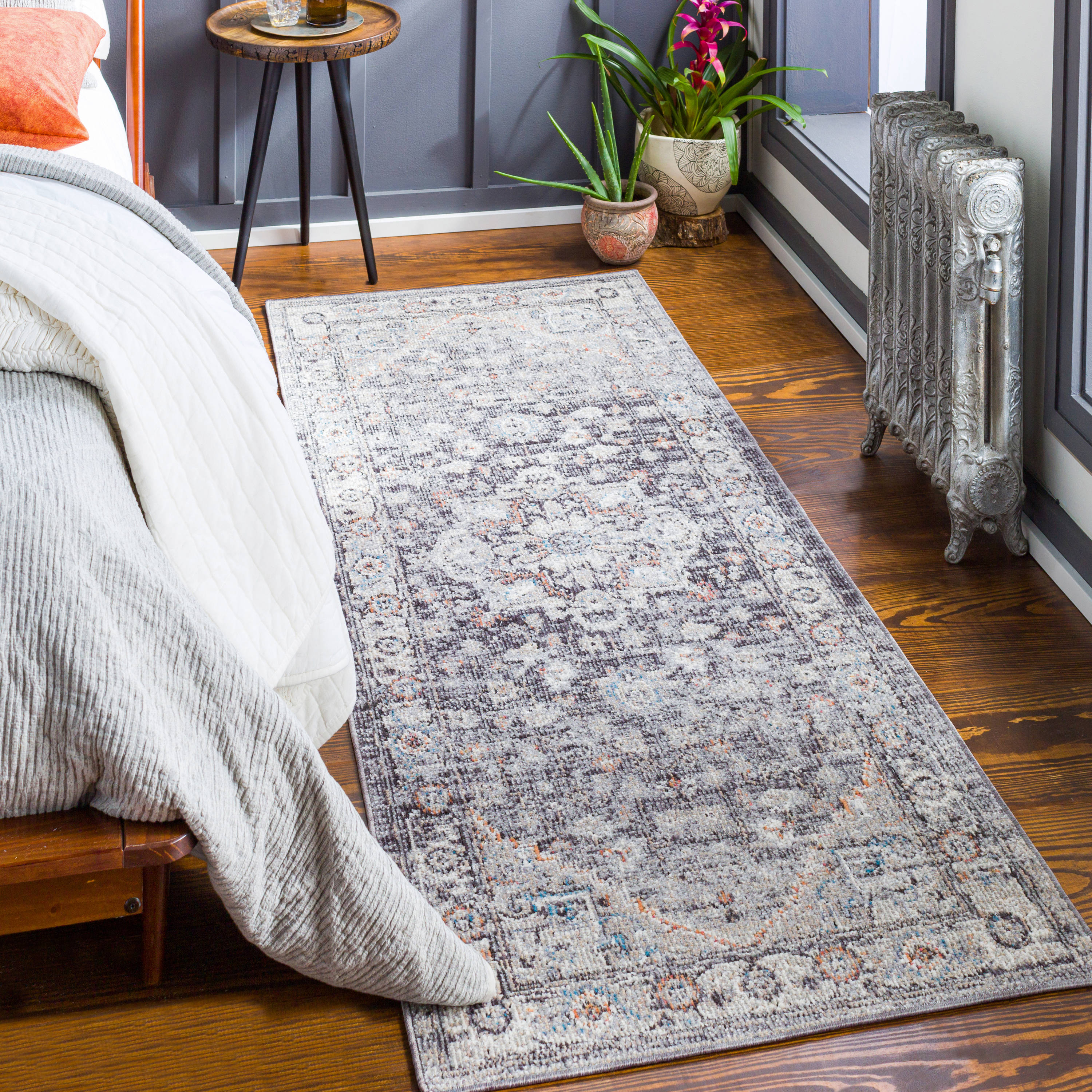 Surya DYT2311-2773 Daytona beach 3 x 8 (ft) Polyester Medium Grey Rectangular Indoor/Outdoor Medallion Global Area rug