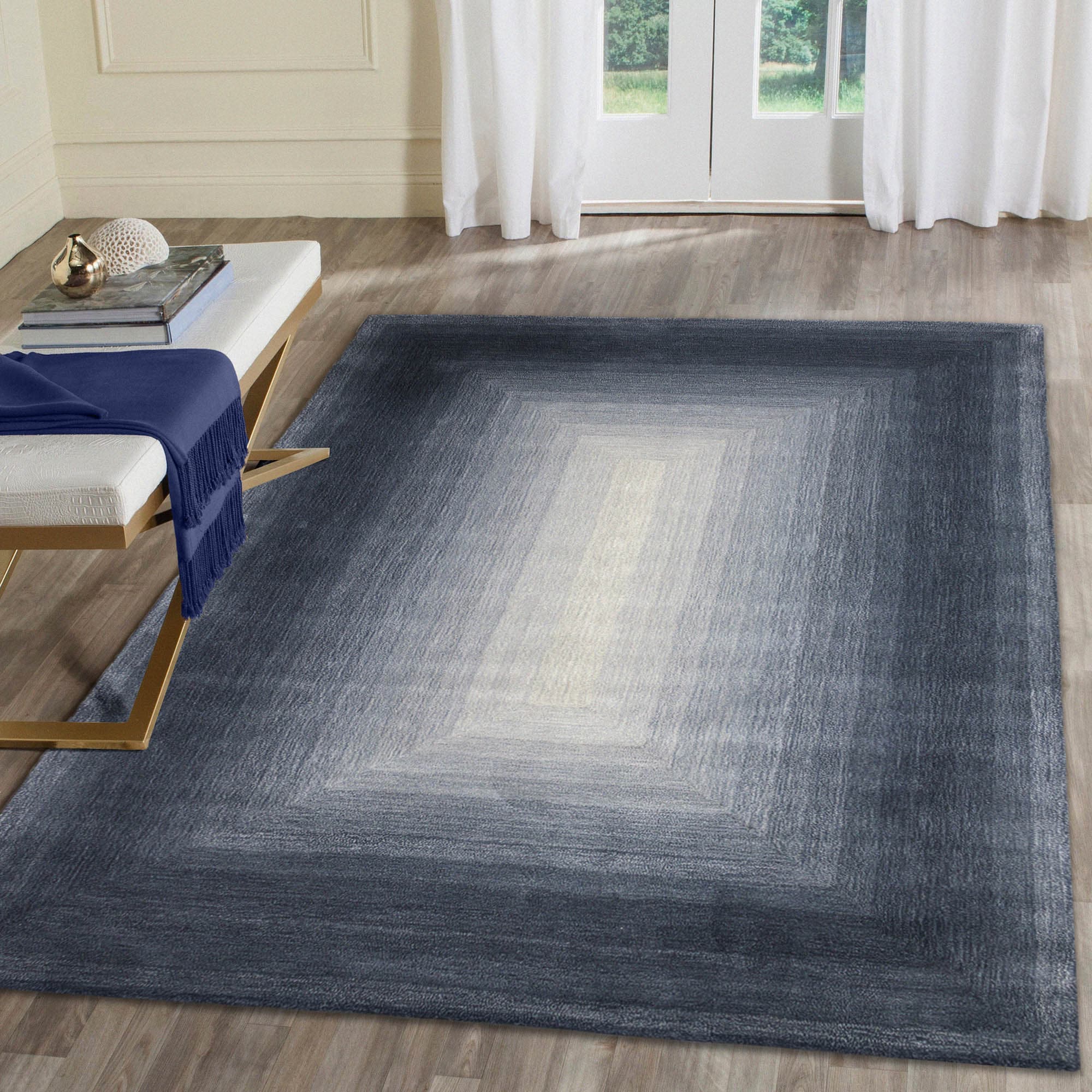 Liora Manne TIV71811733 Tivoli 8 x 10 (ft) Tufted Wool Denim Rectangular Indoor Abstract Area rug