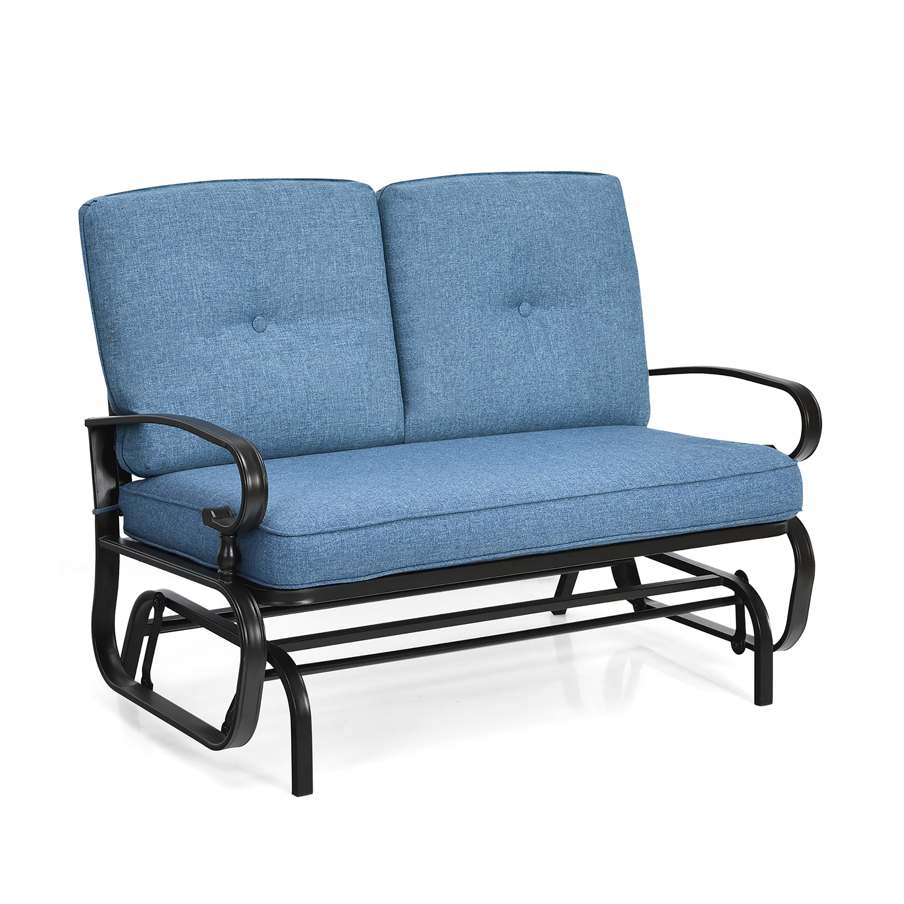 Costway NP10178NY 47.5-Inches W x 33.5-Inches H Navy Steel Garden Bench