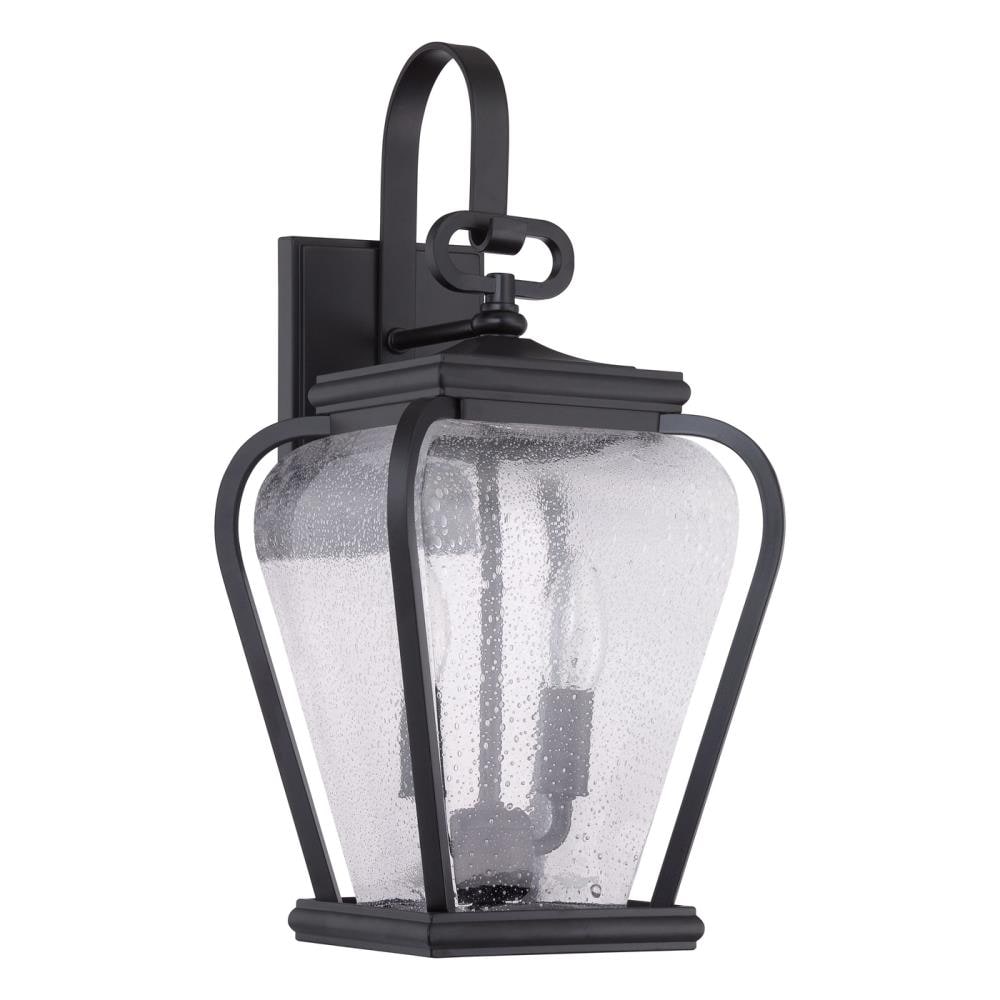 Mystic Black Seeded Glass Outdoor Wall Lantern