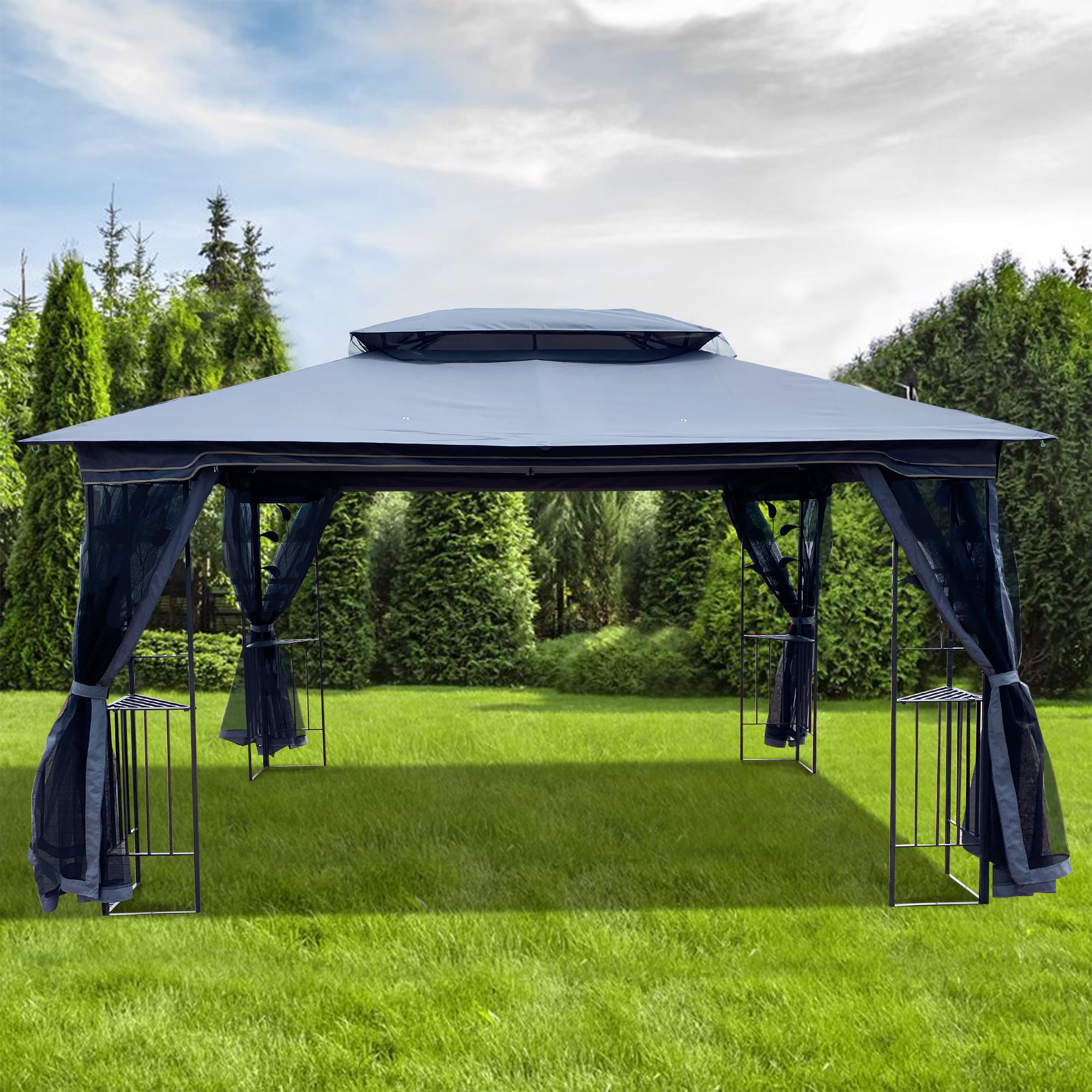 forclover-10-ft-x-13-ft-rectangle-gray-metal-polyester-roof-semi