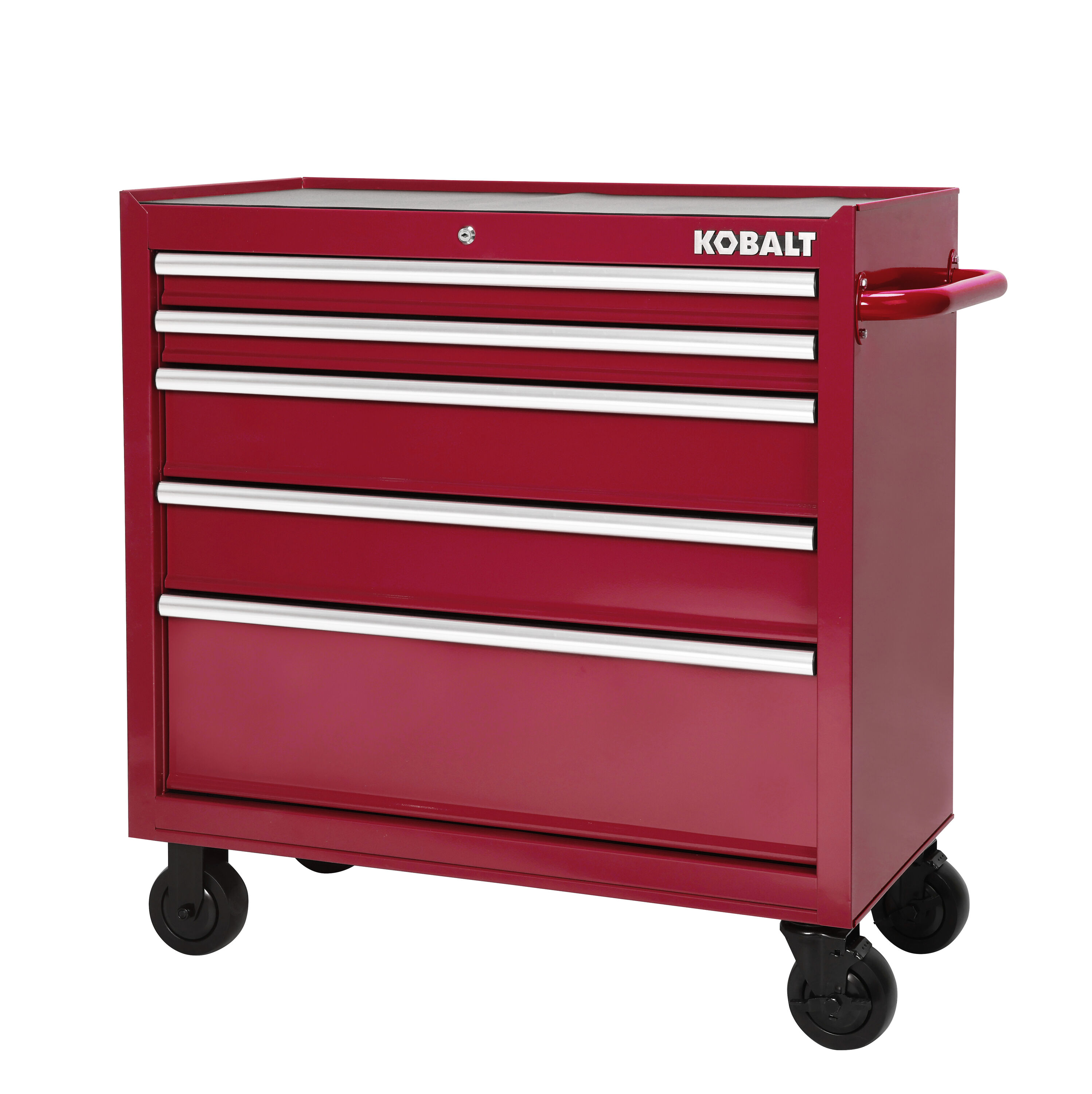 36-in W x 37.8-in H 5-Drawer Steel Rolling Tool Cabinet (Red) | - Kobalt 19216