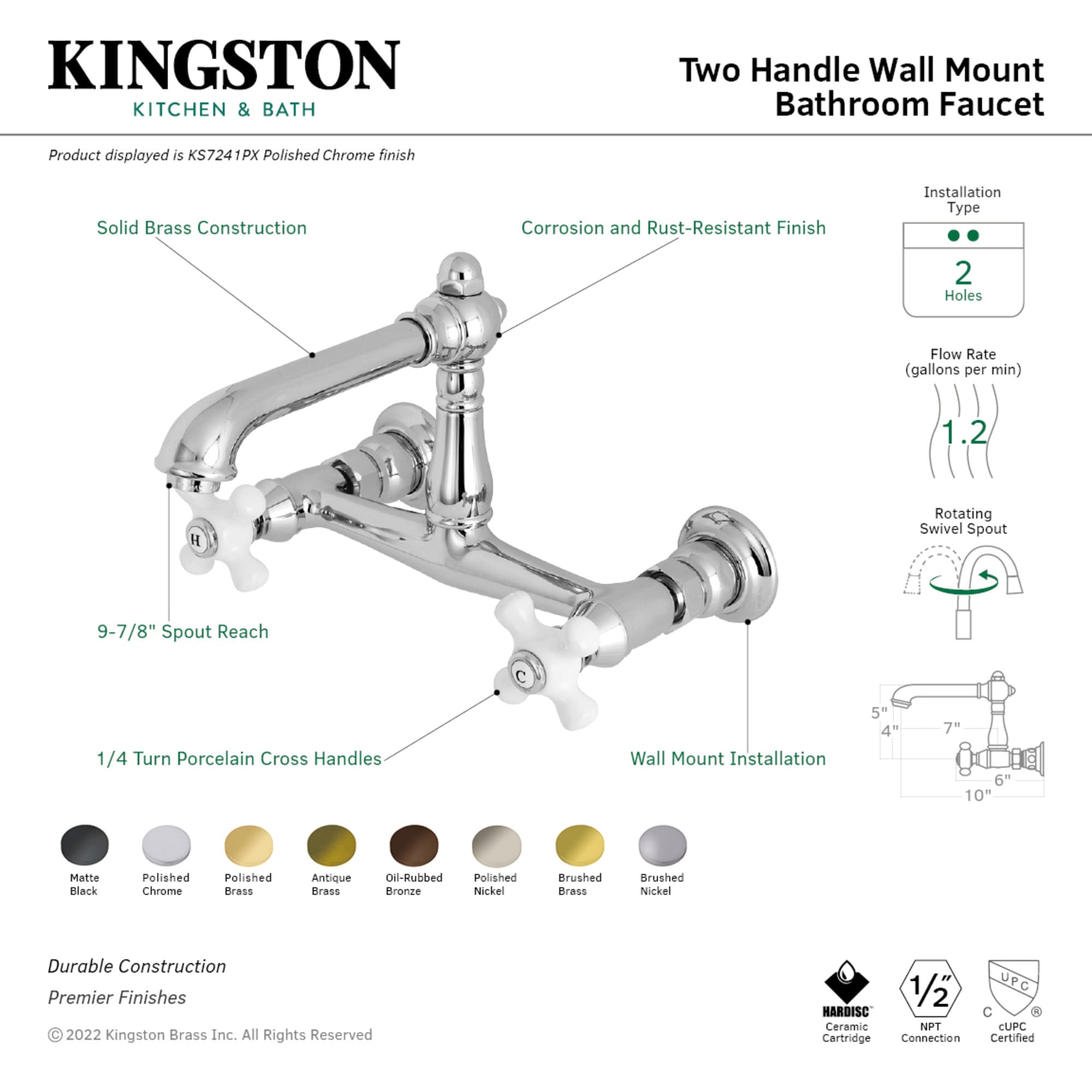 Kingston Brass WLKS7240PX Lavatory-Faucets - View #2