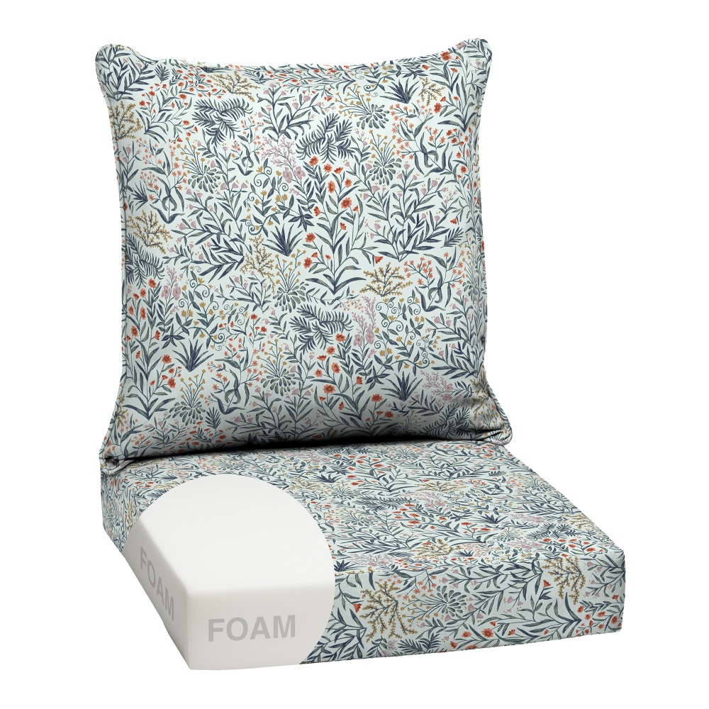ARDEN 24.0-in x 24.0-in Pistachio Botanical Deep seat patio chair cushion