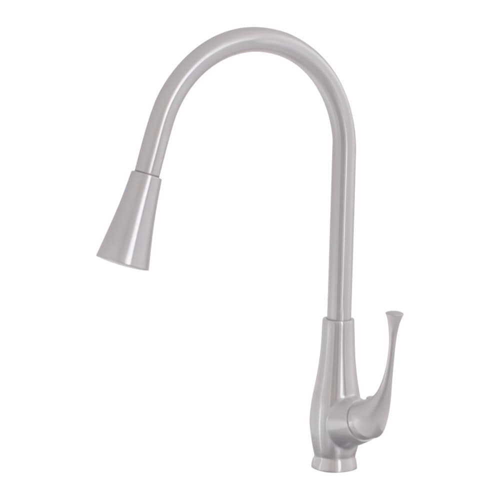 Novatto NKF-H24BN Pull-down Brushed Nickel Single Handle Deck-mount Pull-down Kitchen Faucet with Sprayer