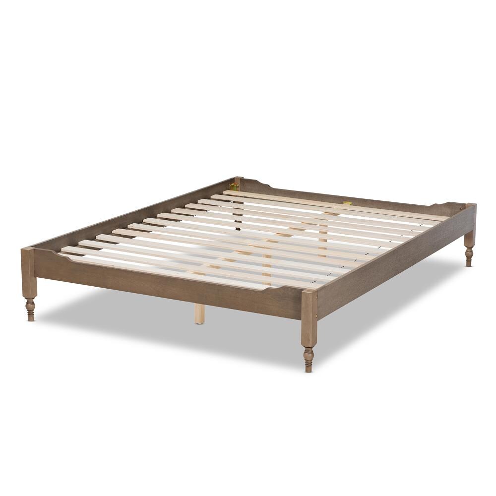 Baxton Studio Laure Weathered Grey King Wood Platform Bed in the