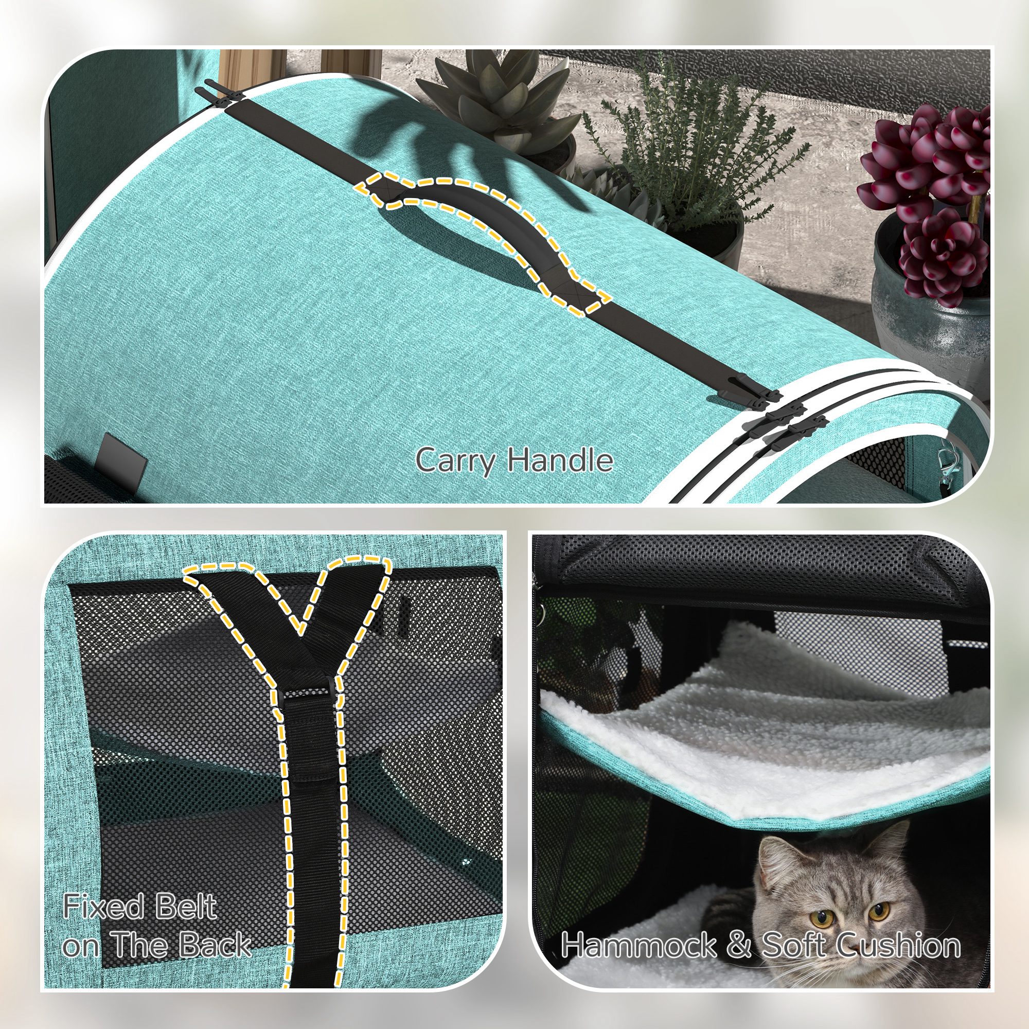 PawHut 39 Soft Sided Cat Carrier Divider 2 Compartments Green in the Pet  Carriers department at Lowes.com