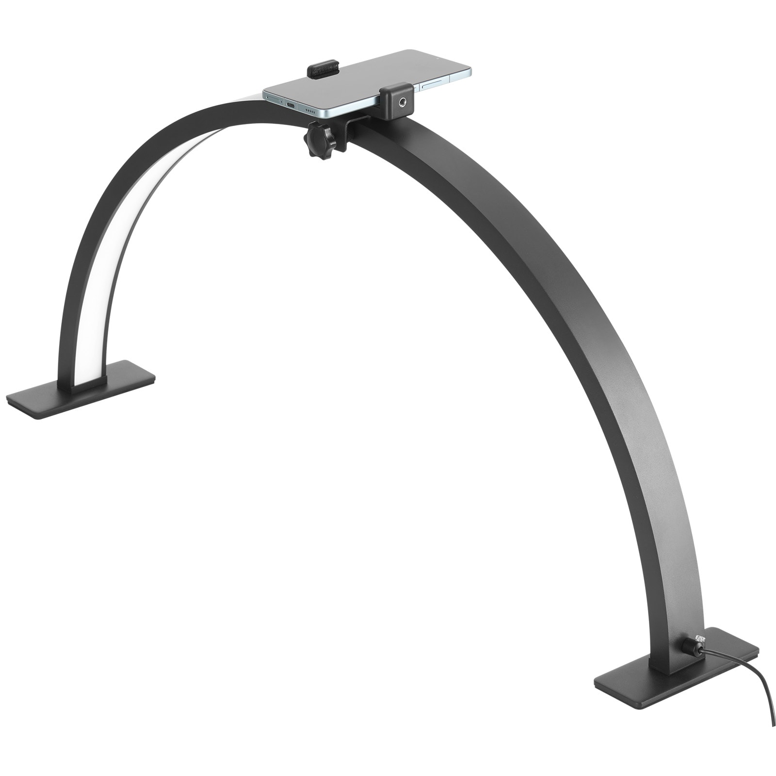 VEVOR SCWSDZMS30YC07512V1 Nail Desk Light  30 W Half Moon Desk Lamp with Phone Holder  Adjustable Brightness and Color Temperature  Arched LED Table Light for Nail Tech  Tattoo Artists  Beauty  Eyelash Extensions